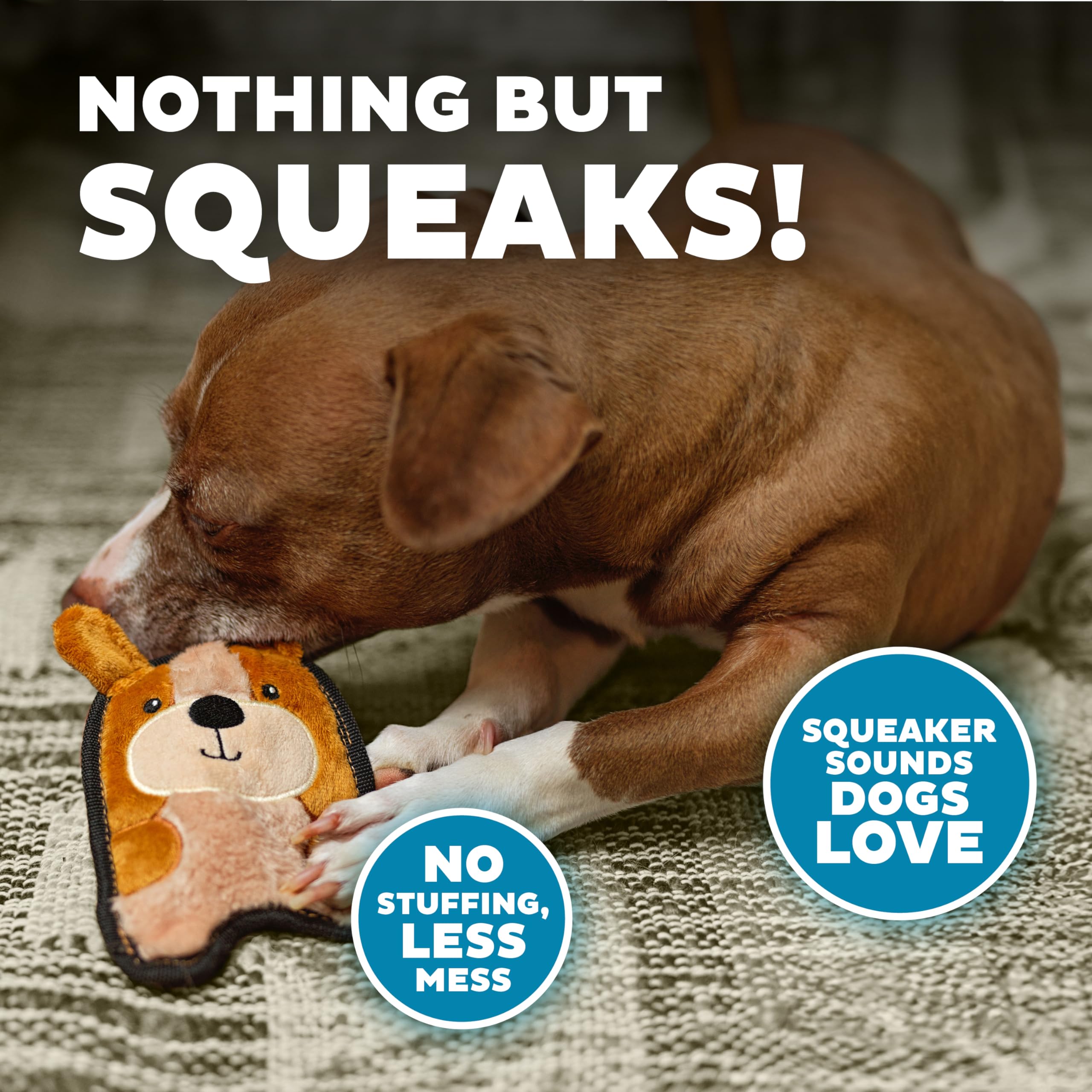 Outward Hound Durablez Tough Plush Squeaky Dog Toy, Puppy, Brown, Xs