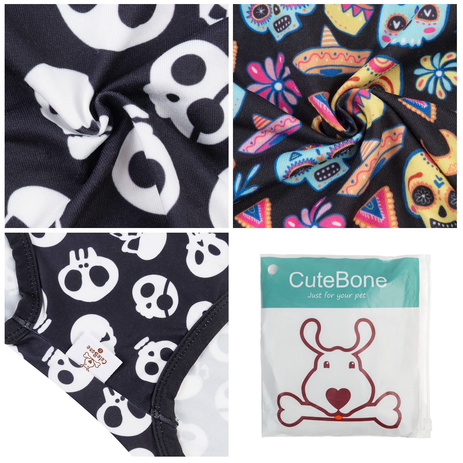 Cutebone Skulls Dog Shirts 2-Pack Soft Pet Clothes Breathable Summer Vest For Small Puppy And Stretchy Cat Apparel 2Bx07S