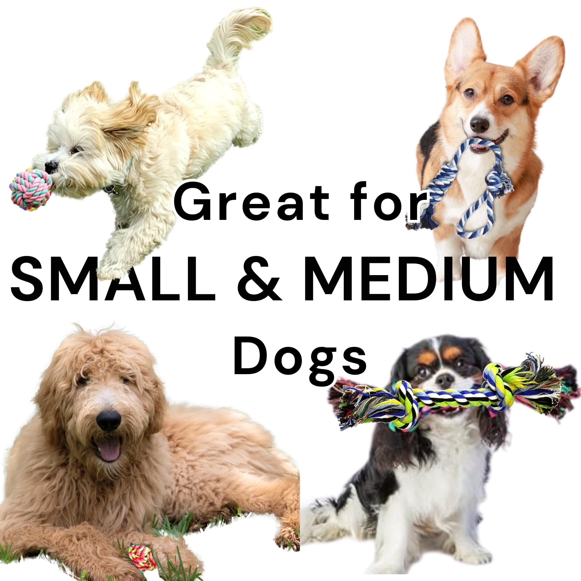 Otterly Pets 4-Pack Puppy Dog Rope Toys For Small To Medium Dogs – Durable Pull Toy For Dogs, Dog Stocking Stuffers, Pet Stocking Stuffers, Puppy Teething Toys