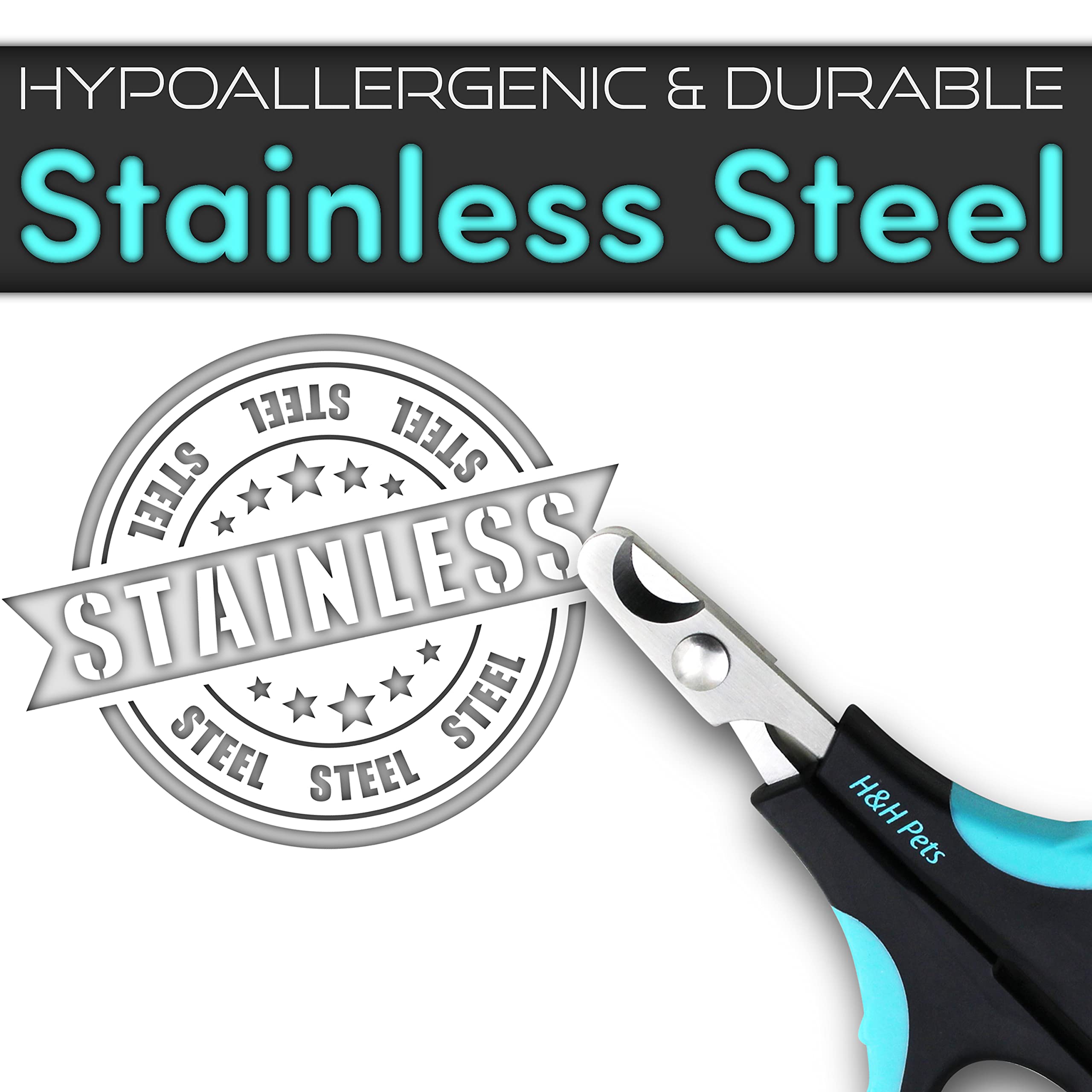 Cat Nail Clipper By H&H Pets - Professional Sharp Stainless Steel Claw Clipper Trimmer With Sturdy Non Slip Handles - For Cats & Small Animal At Home Grooming Accessories