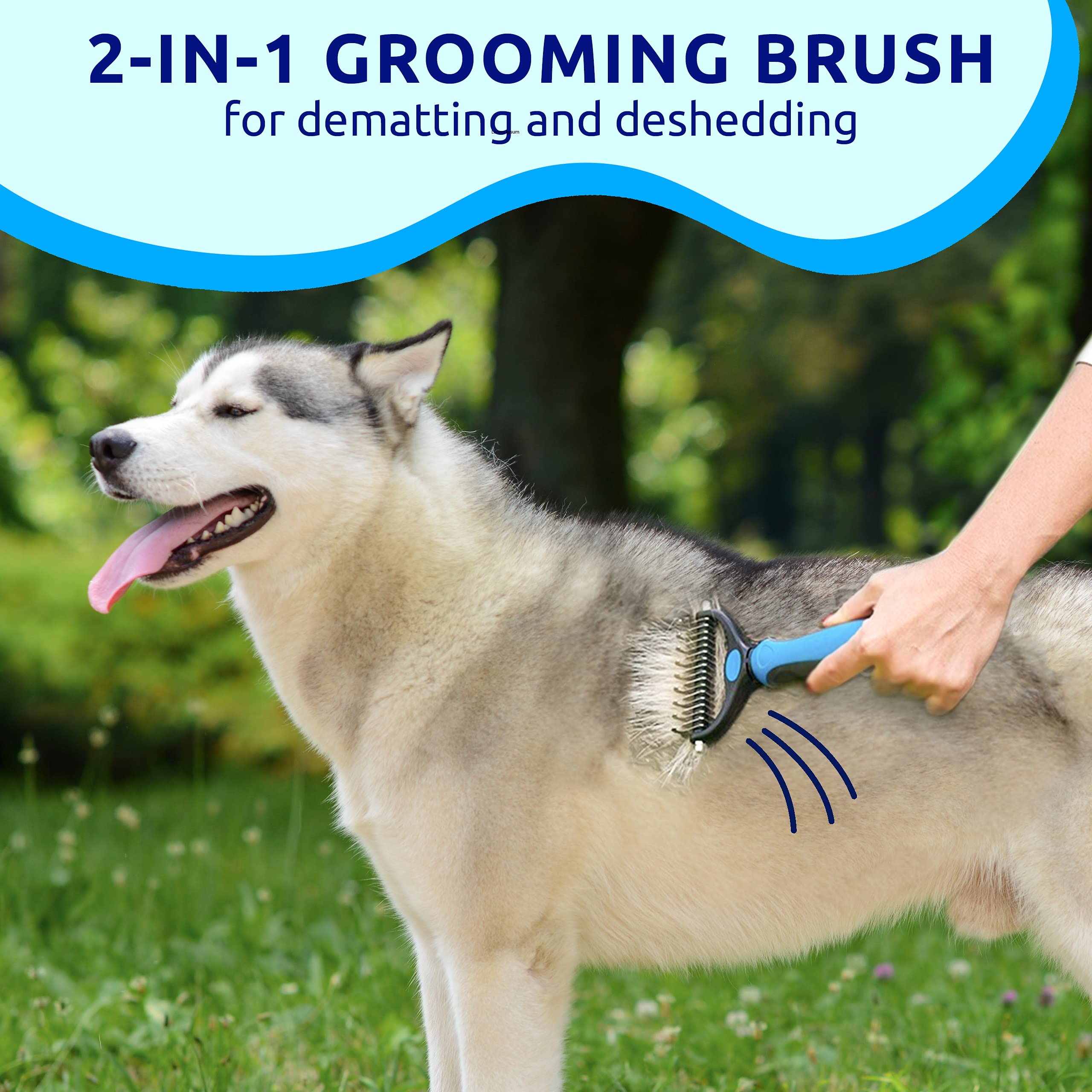 Pat Your Pet Deshedding Brush - Double-Sided Undercoat Rake For Dogs & Cats - Shedding Comb And Dematting Tool For Grooming, Ext