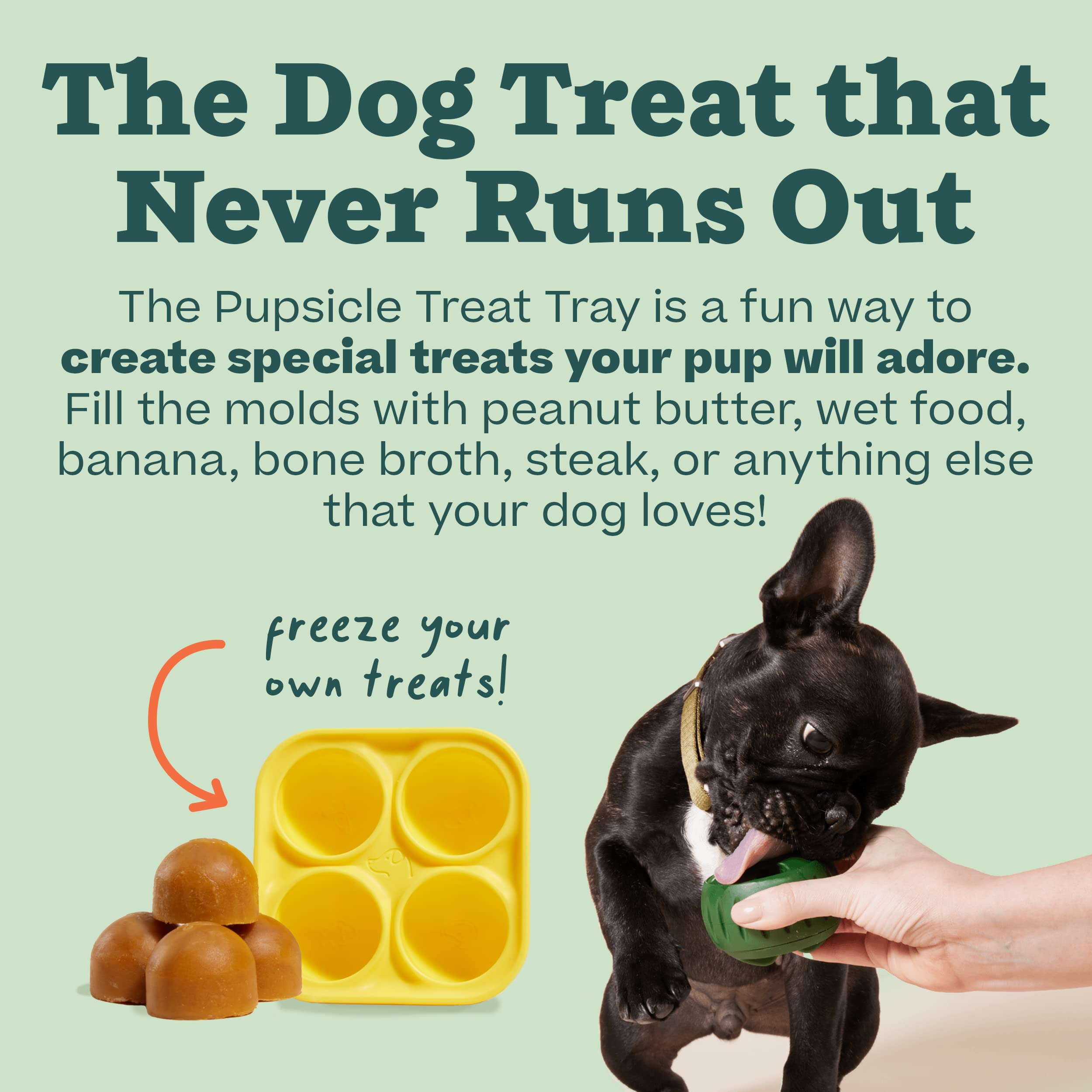 WOOF Pupsicle Treat Tray Mold, Large 25-75lbs, Silicone Molds for Dog Treats, Dishwasher Safe, Reusable Treat Tray, Freeze Refil