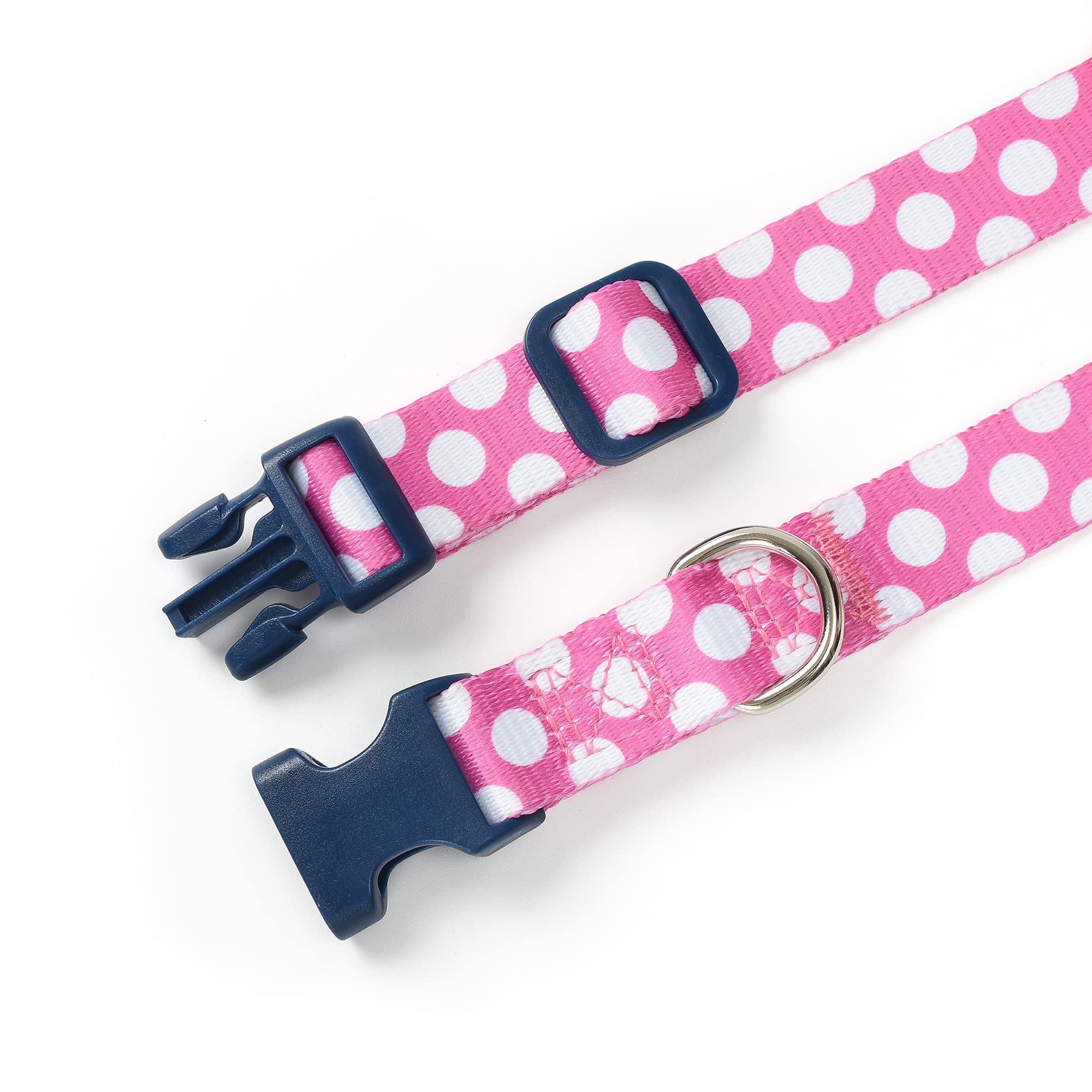 Mile High Life Dog Collar | Cute Puppy Collars | Lightweight Girl Dog Collar | Soft Boy Dog Collars | W Geometric Plaid Wave Line Pattern (White Dots, Large)