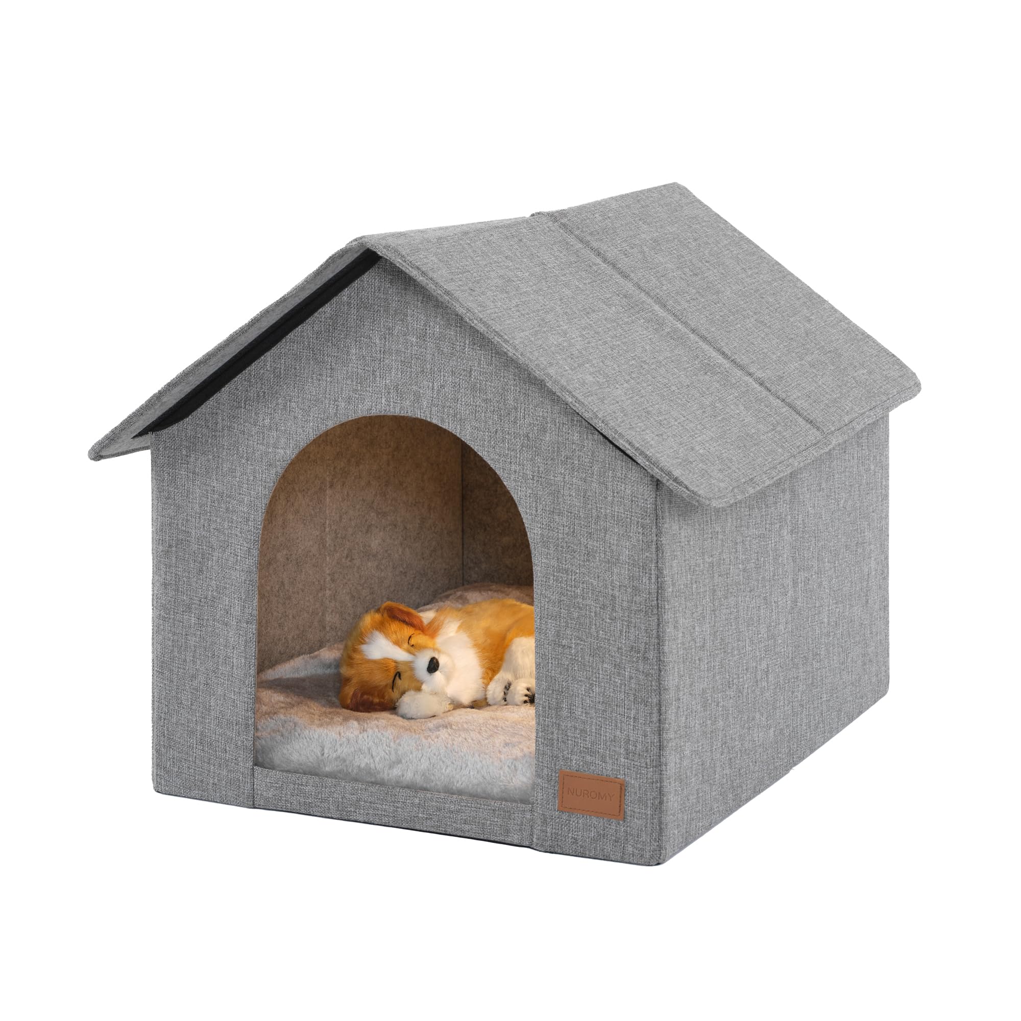 Indoor Dog House for Medium Dogs with Soft Cushion - Semi-Enclosed Warm Cave Bed for Pets Up to 20.8 Long