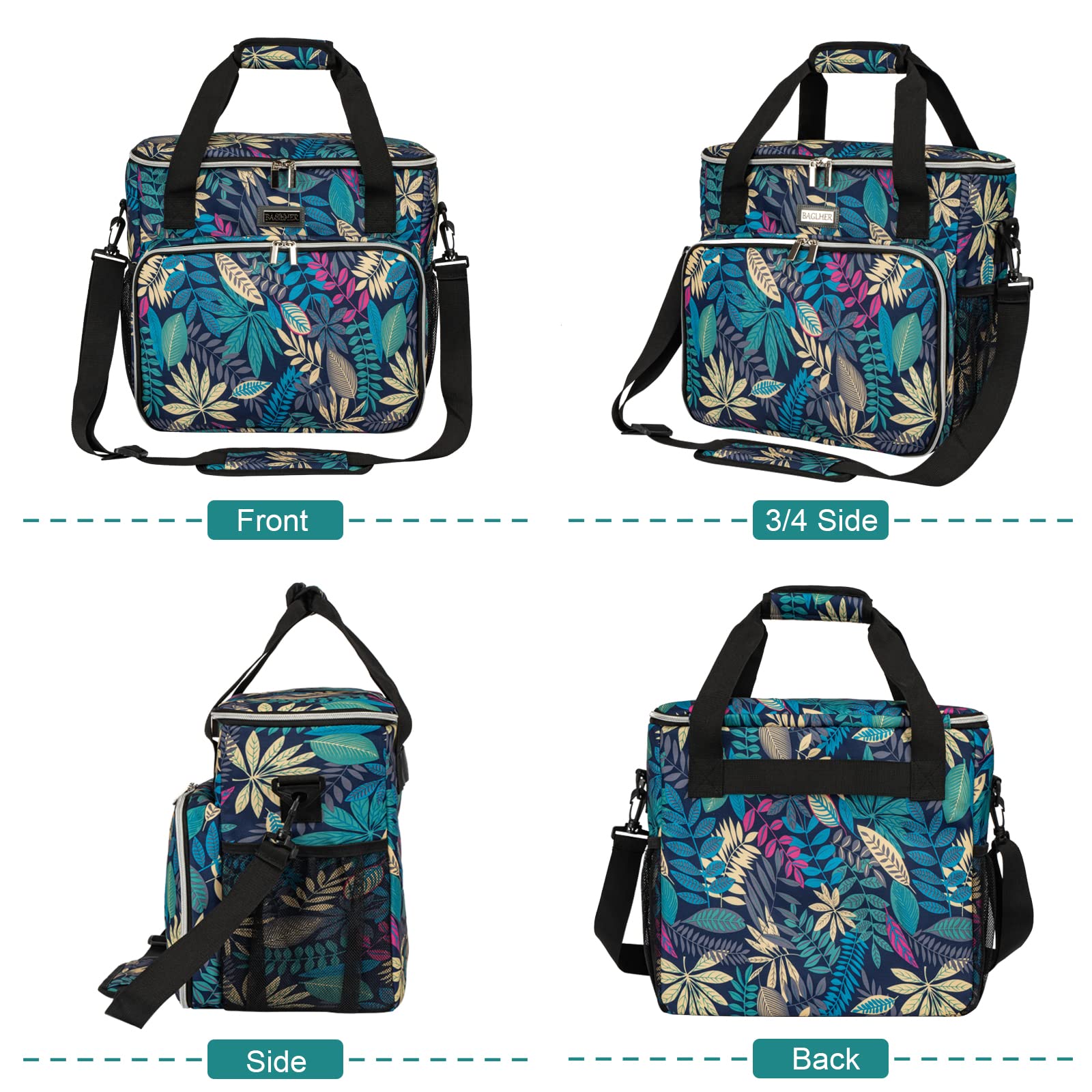 BAGLHER Dog Travel Bag - Medium Pet Travel Kit with 2 Food Containers & 3 Silicone Bowls - Hawaii Color