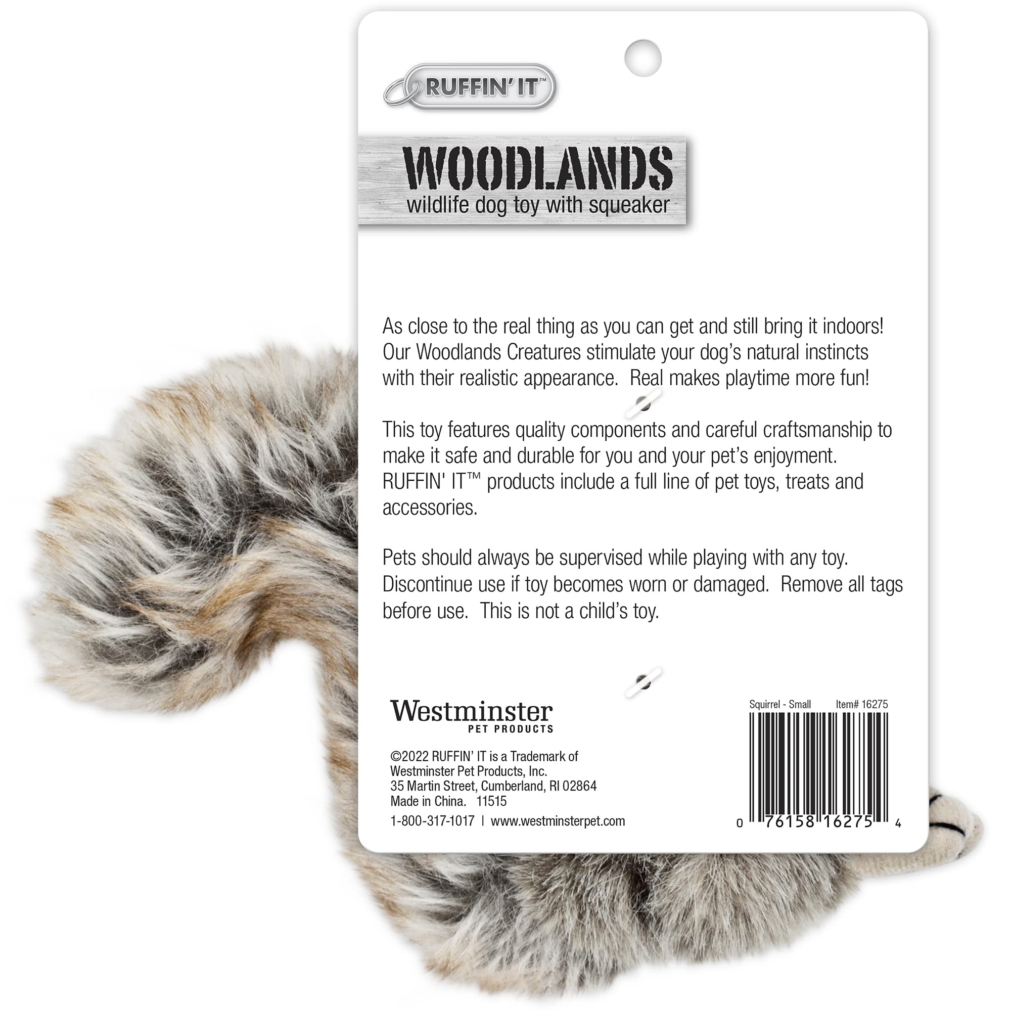 Ruffin' It Reaowazo Woodlands Plush Squirrel Dog Toy, Small