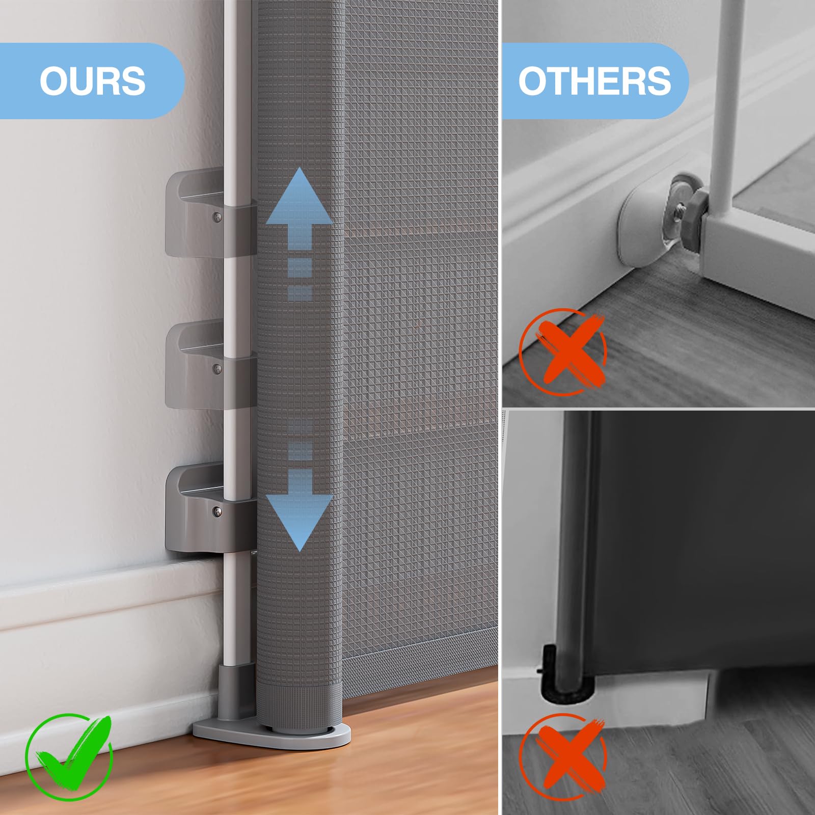 Retractable Baby Gates For Stairs, Probebi Retractable Dog Gate Indoor Extends To 72' Wide 34' Tall, Child Gates For Doorways, Stair Gate Use For Outdoor, Hallways, Doorways, Deck, Porch