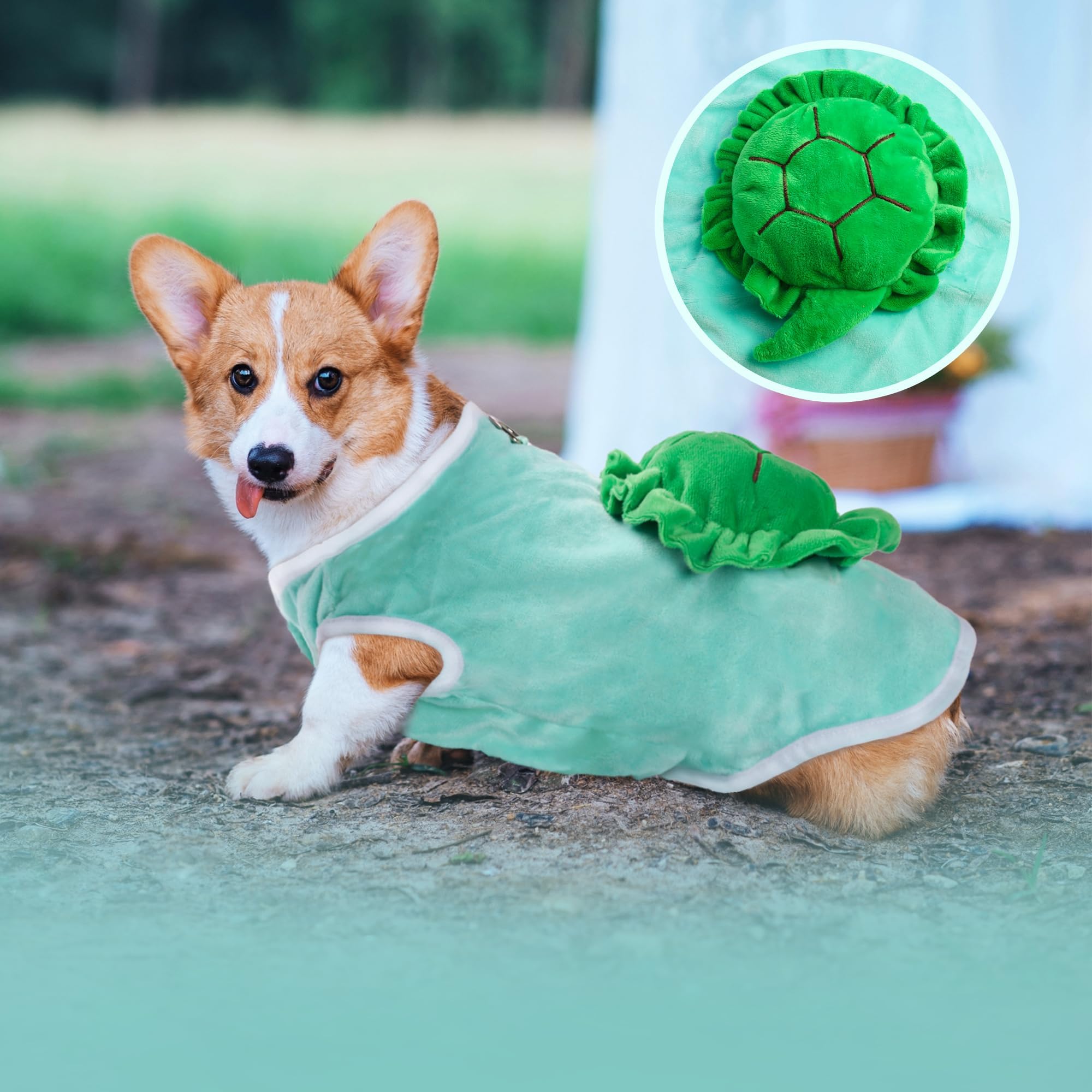 Nacoco Halloween Dog Turtle Costume - Pet Christmas Cosplay Clothes Puppy Funny Winter Warm With D-Ring Soft Coat Outfit Apparel
