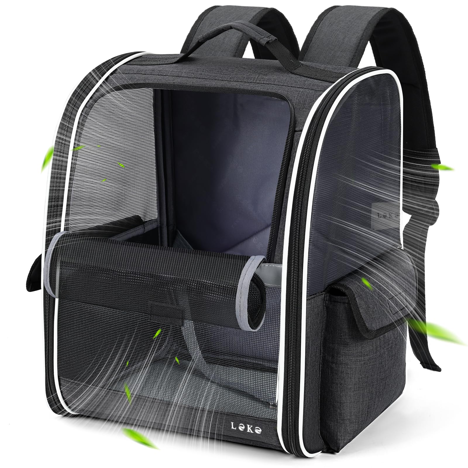 Lekereise Dog Carrier Backpack for Small Medium Dogs Cats up to 18 lbs, Breathable Pet Backpack Carrier with 3 Entrances, Collap