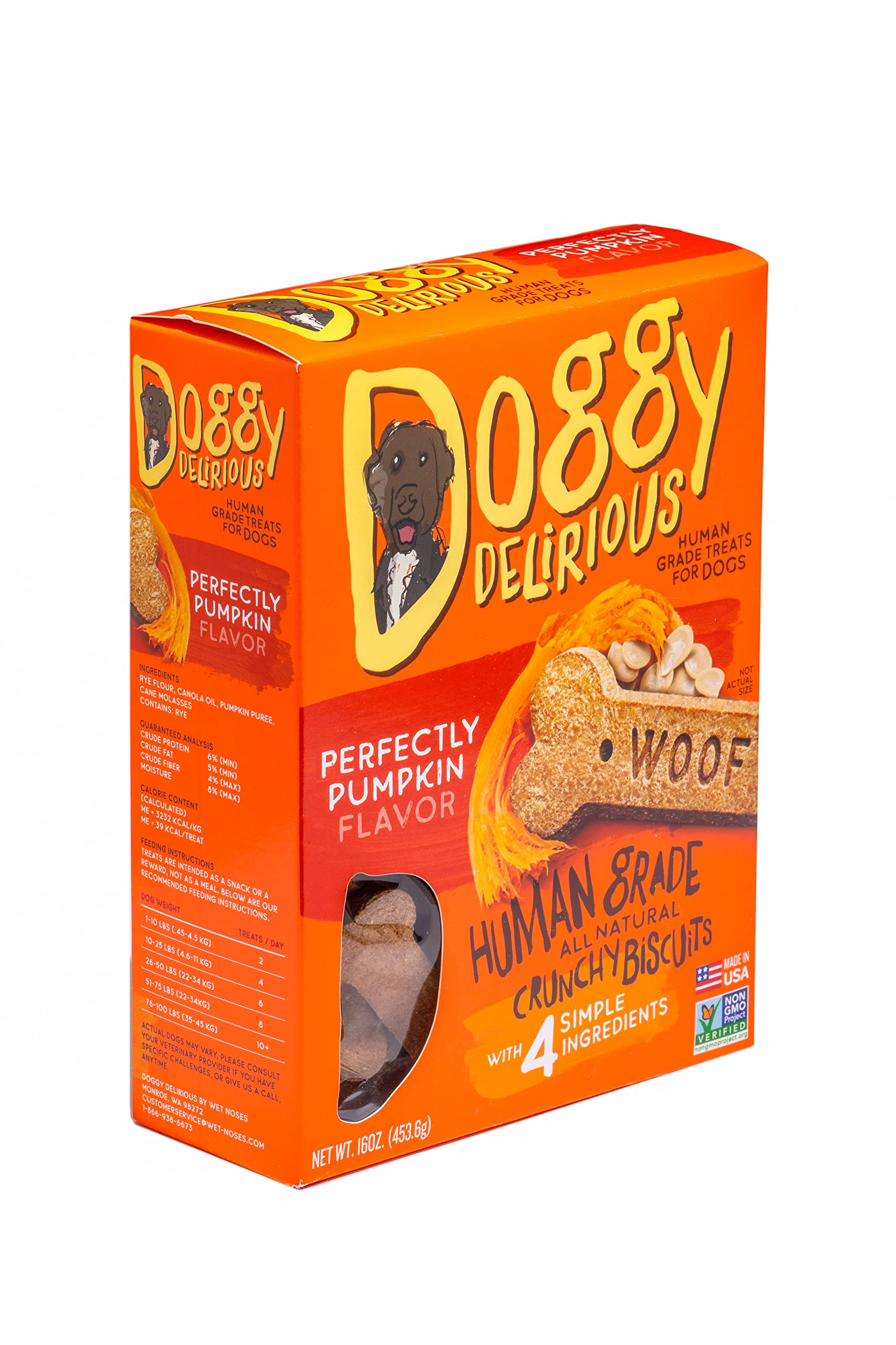 Doggy Delirious Dog Treats - Pumpkin Bones - Case of 6 - 16 oz(D0102HXWETX.)
