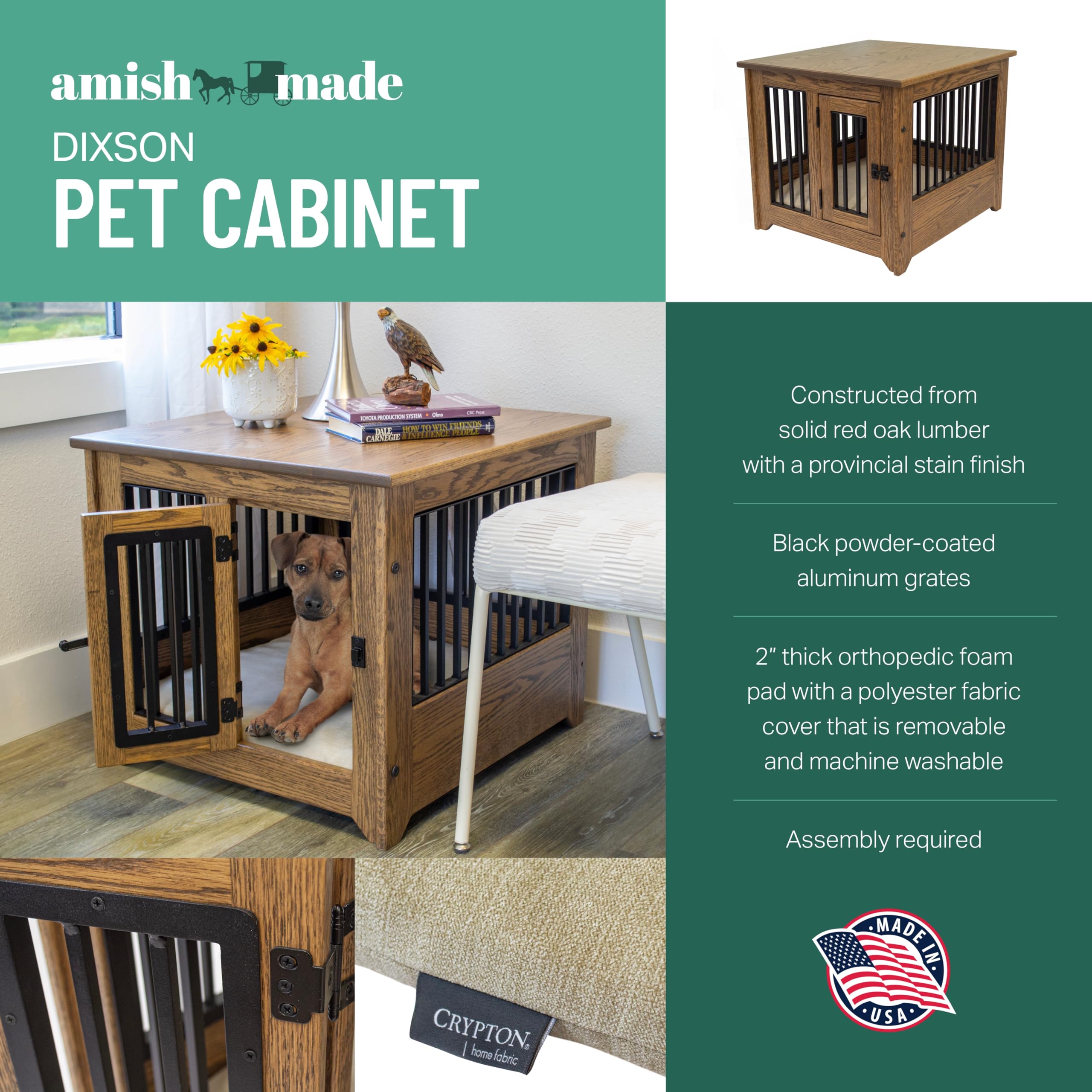 Pet Cabinet With Powder Coated Aluminum Grates & Pad