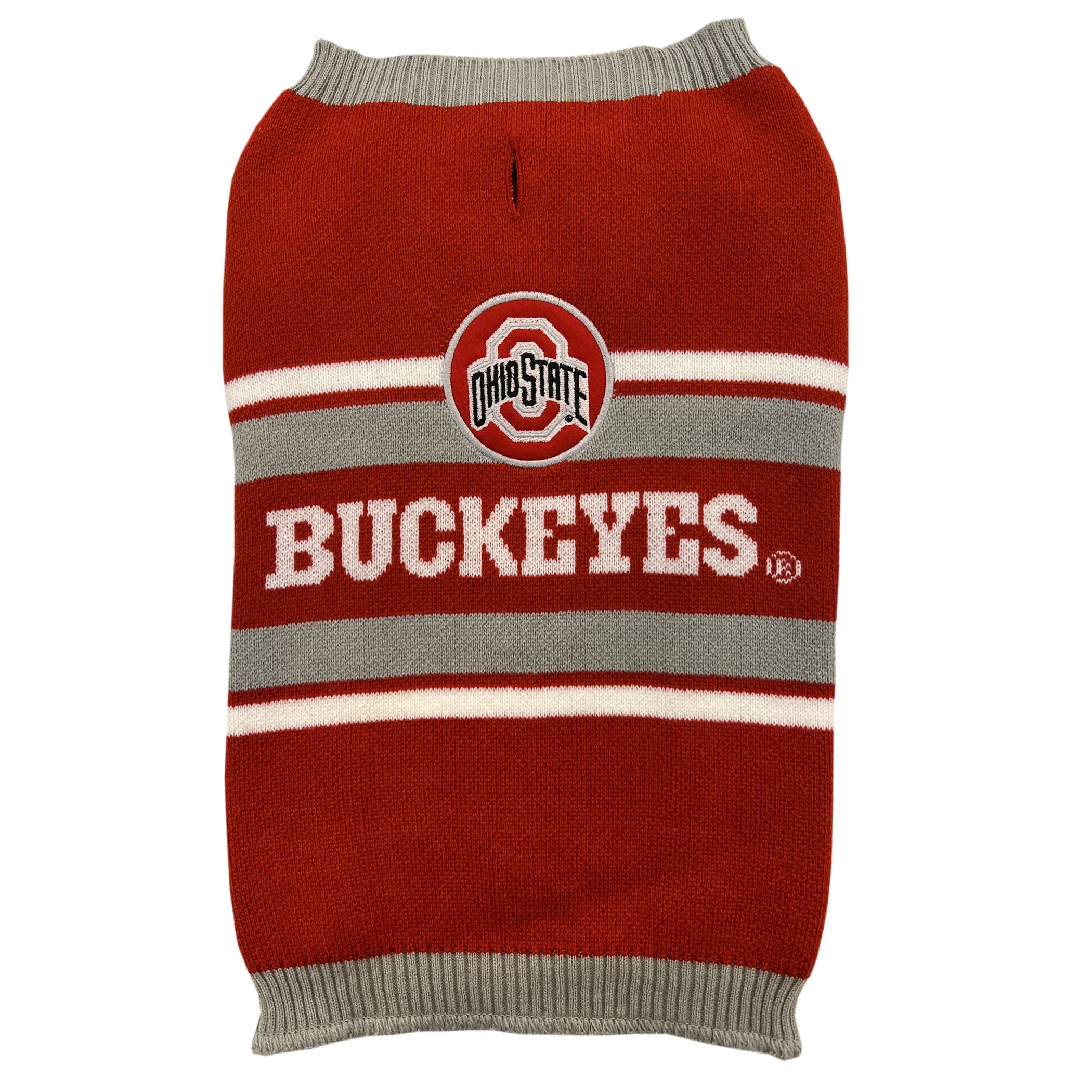 NCAA Ohio State Buckeyes Dog Sweater, Size Large. Warm and Cozy Knit Pet Sweater with NCAA Team Logo, Best Puppy Sweater for Lar