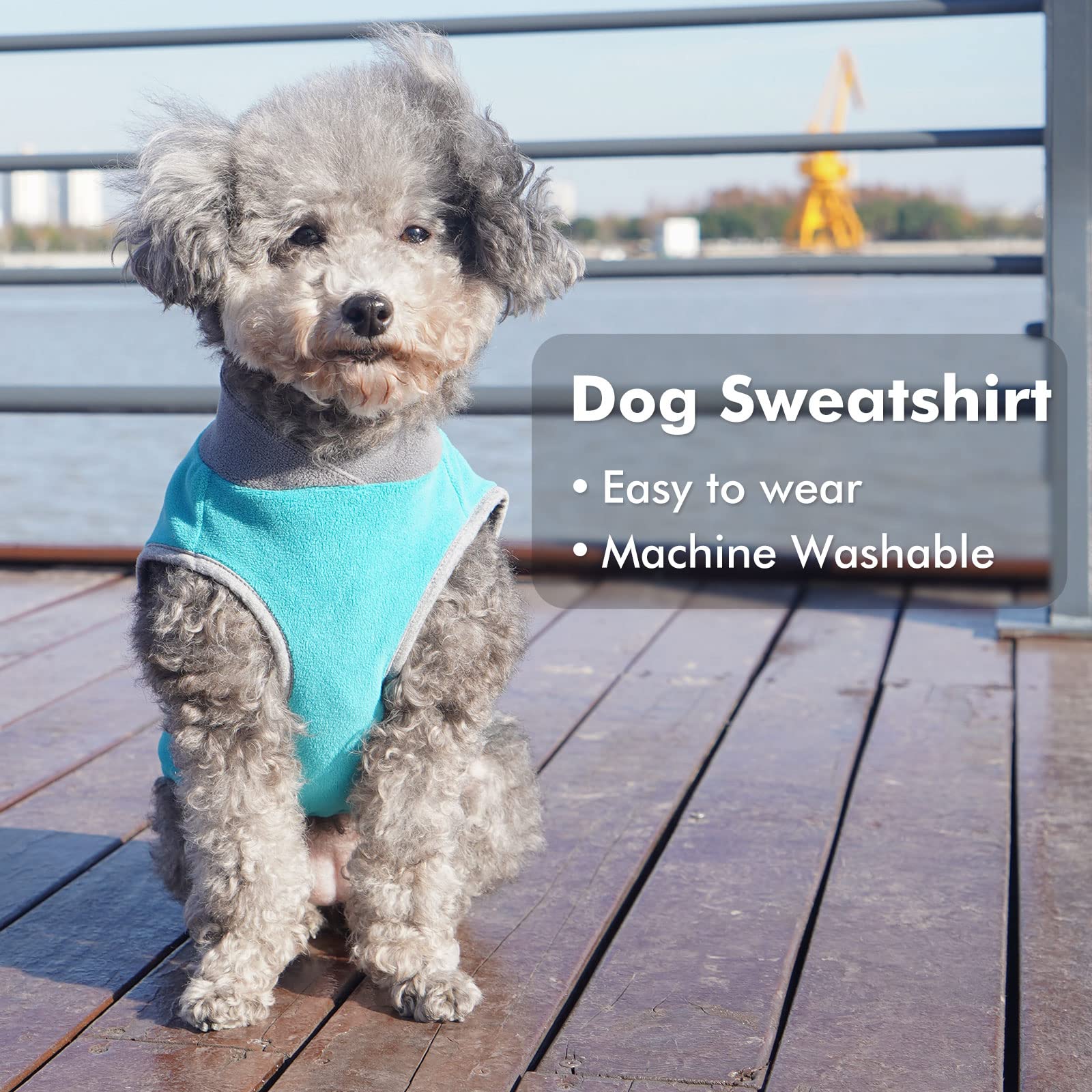 Cyeollo 2 Pack Dog Fleece Sweater With Reflective Stripe Pullover Stretchy Stretchable Dog Jacket Pet Sweatshirt Boy Dog Clothes For Small Dogs Puppy Size S Turquoise & Grey