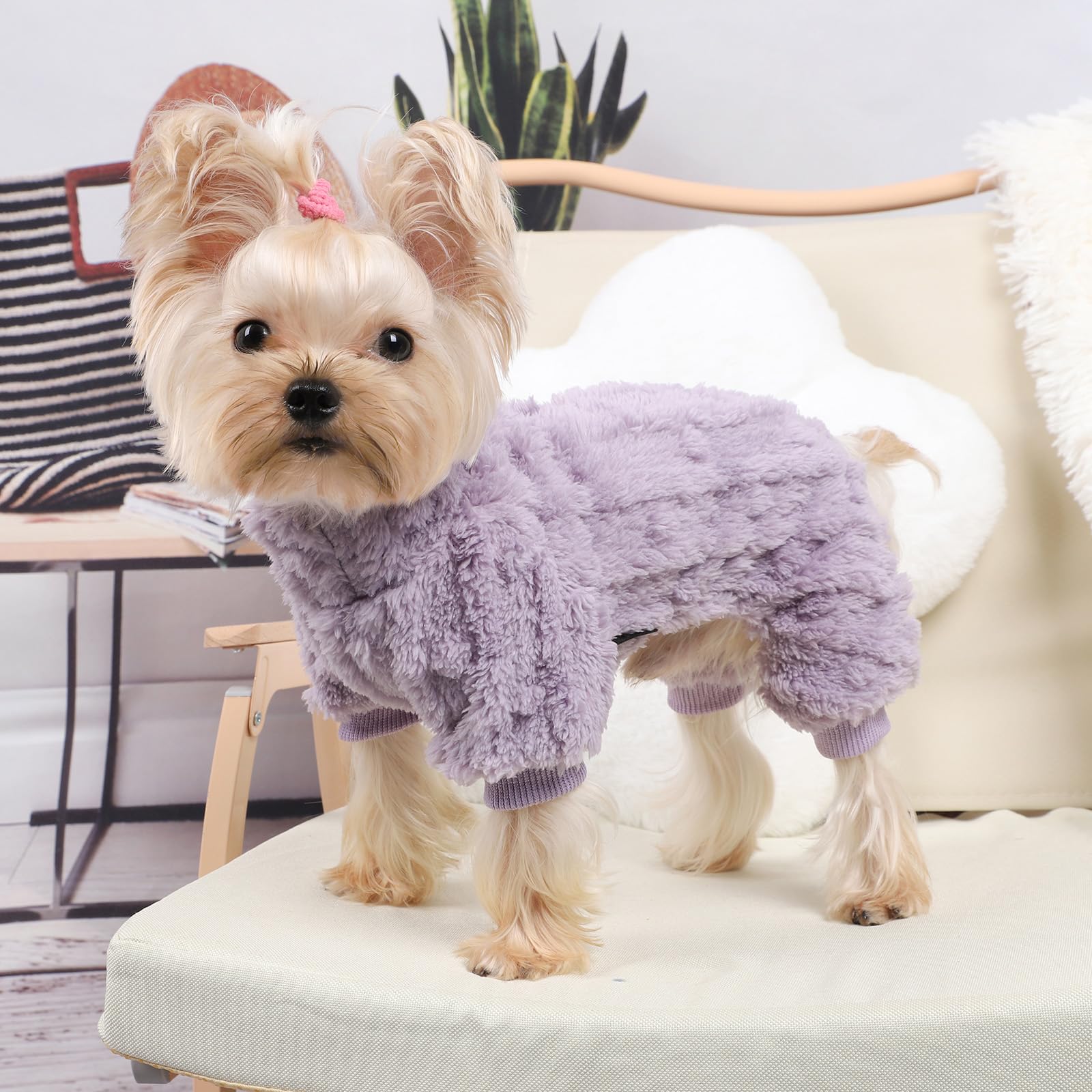 Dog Pajamas For Small Dogs Boy Girl, Turtleneck Pullover Sweater Thick Warm Clothes, Cold Weather Fleece Coat, Puppy Pjs Chihuah