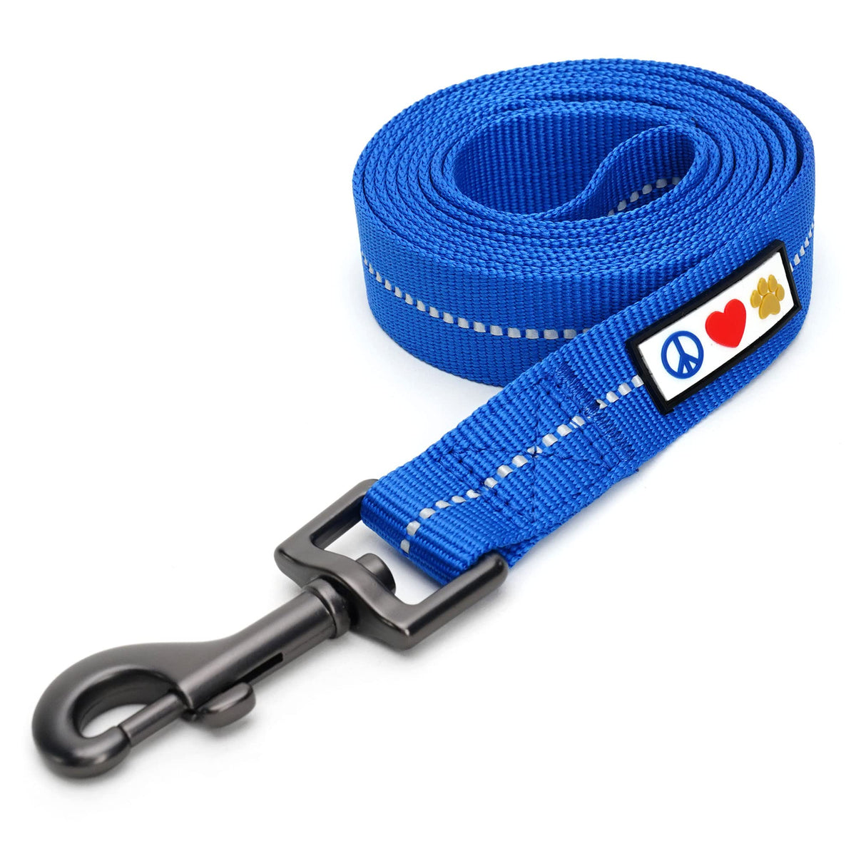 Pawtitas 6 Ft Recycled Dog Leash With Reflective Stitched Thread Stitched On Side| Medium Reflective Dog Leash Made From Plastic Bottles Collected From Oceans - Blue 6 Ft Dog Leash