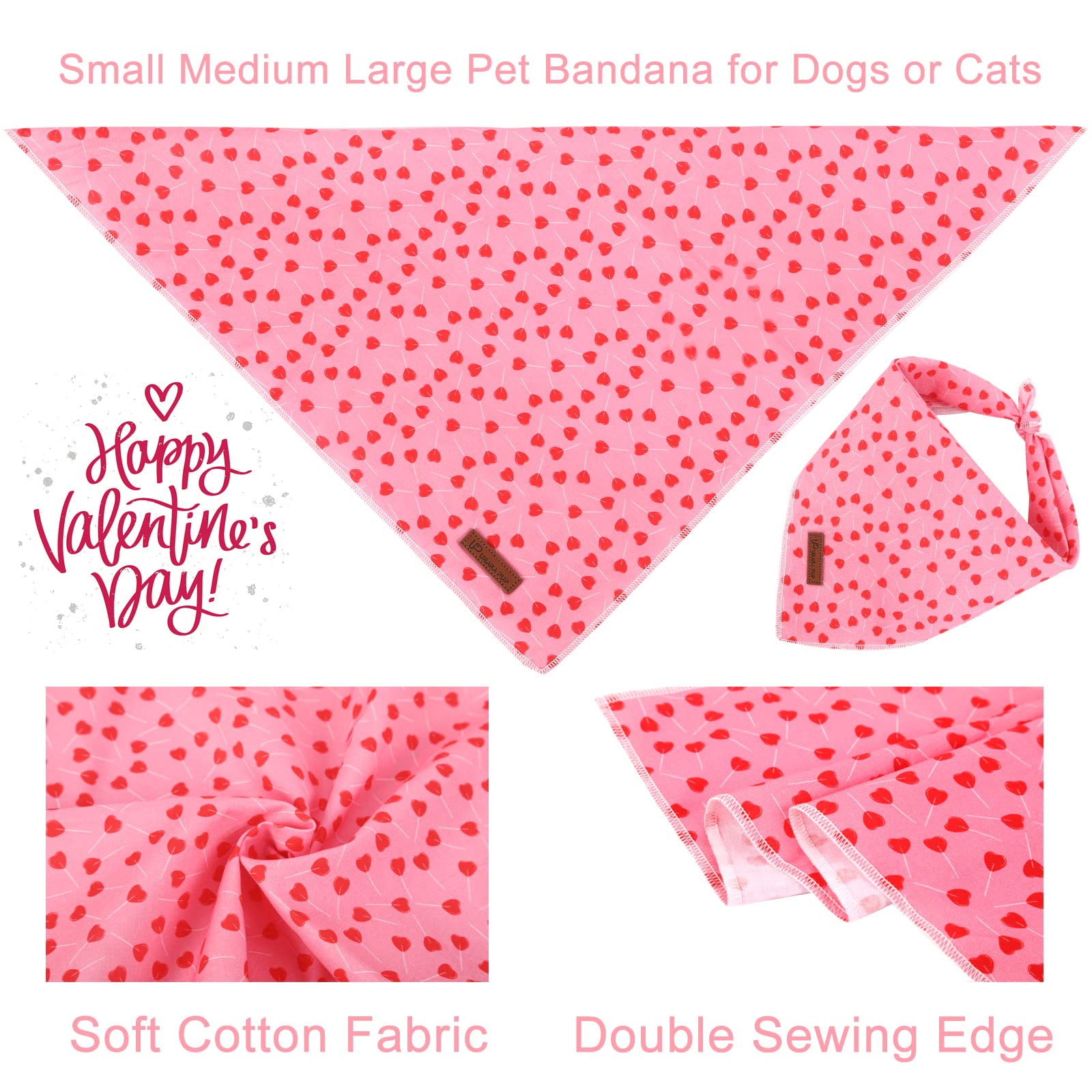 Up Urara Pup Valentines Day Dog Bandana, Valentine Triangle Bid Scarf For Girl Boy Medium Large Dogs, Adorable Puppy Wedding & V