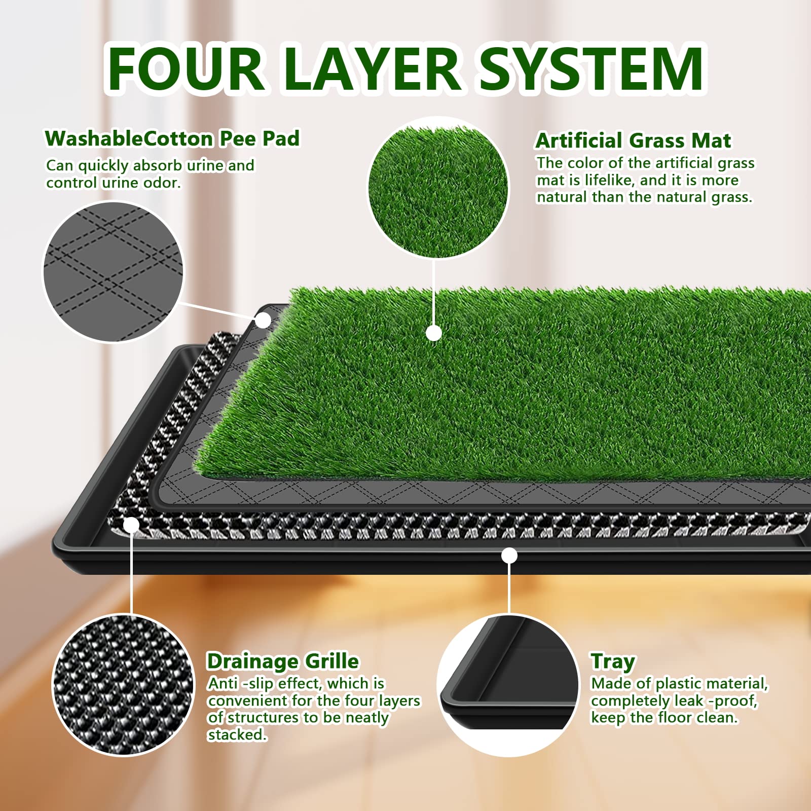 Embellbatt 35.4 X 23.6In Dog Grass Pad With Tray Pet Potty Fake Grass Training Mat Artificial Grass For Dogs With Tray On Indoor And Outdoor