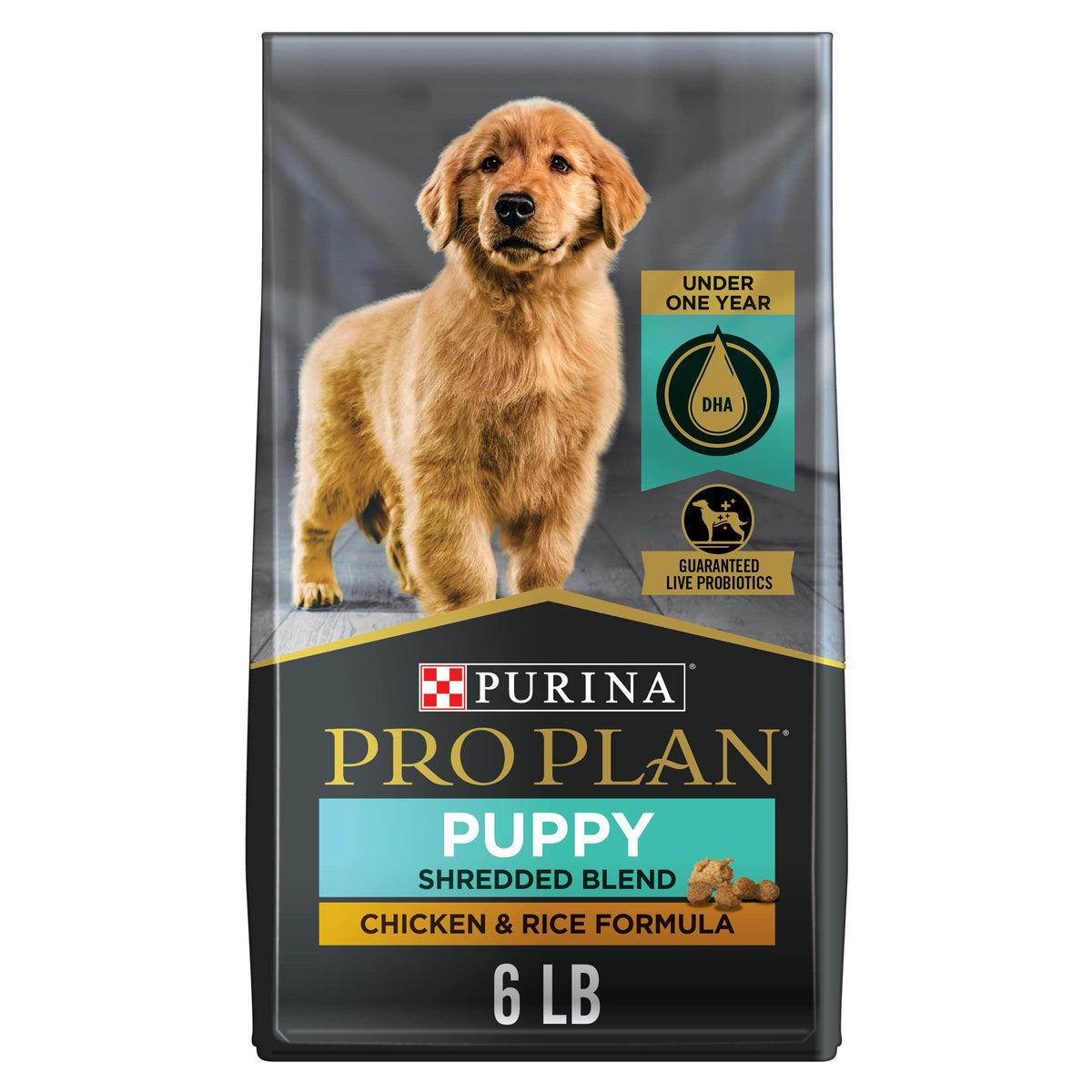 Purina Pro Plan High Protein Puppy Food Shredded Blend Chicken & Rice Formula - 6 Lb. Bag
