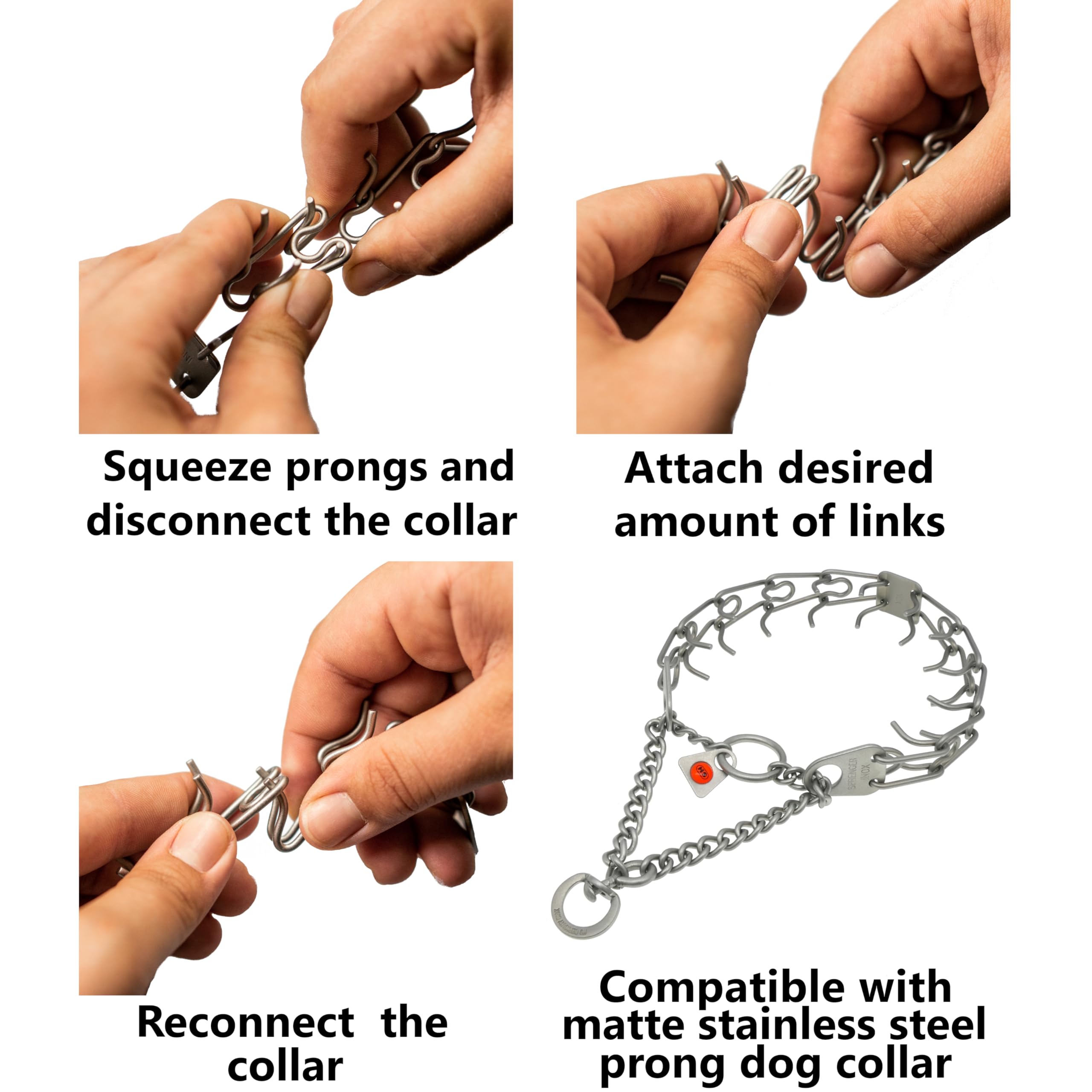 Herm Sprenger - Matte Stainless Steel Additional Prong Links For Herm Sprenger Ultra-Plus Dog Training Collar - Small Medium Dog