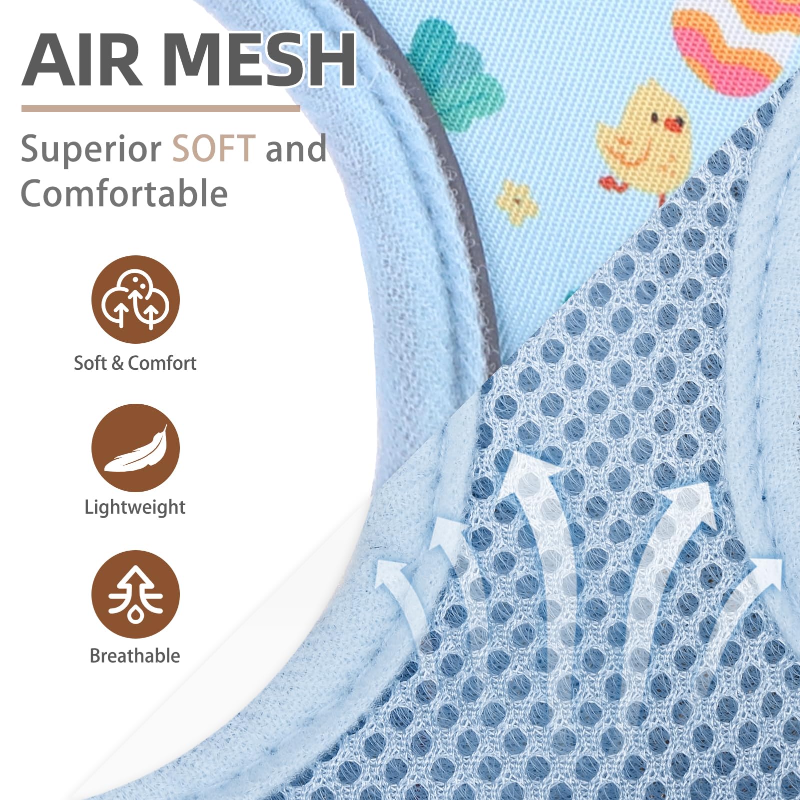 Pupteck Soft Mesh Dog Harness And Leash Set Pet Puppy Cat Comfort Padded Vest No Pull Harnesses, Easter Blue, S