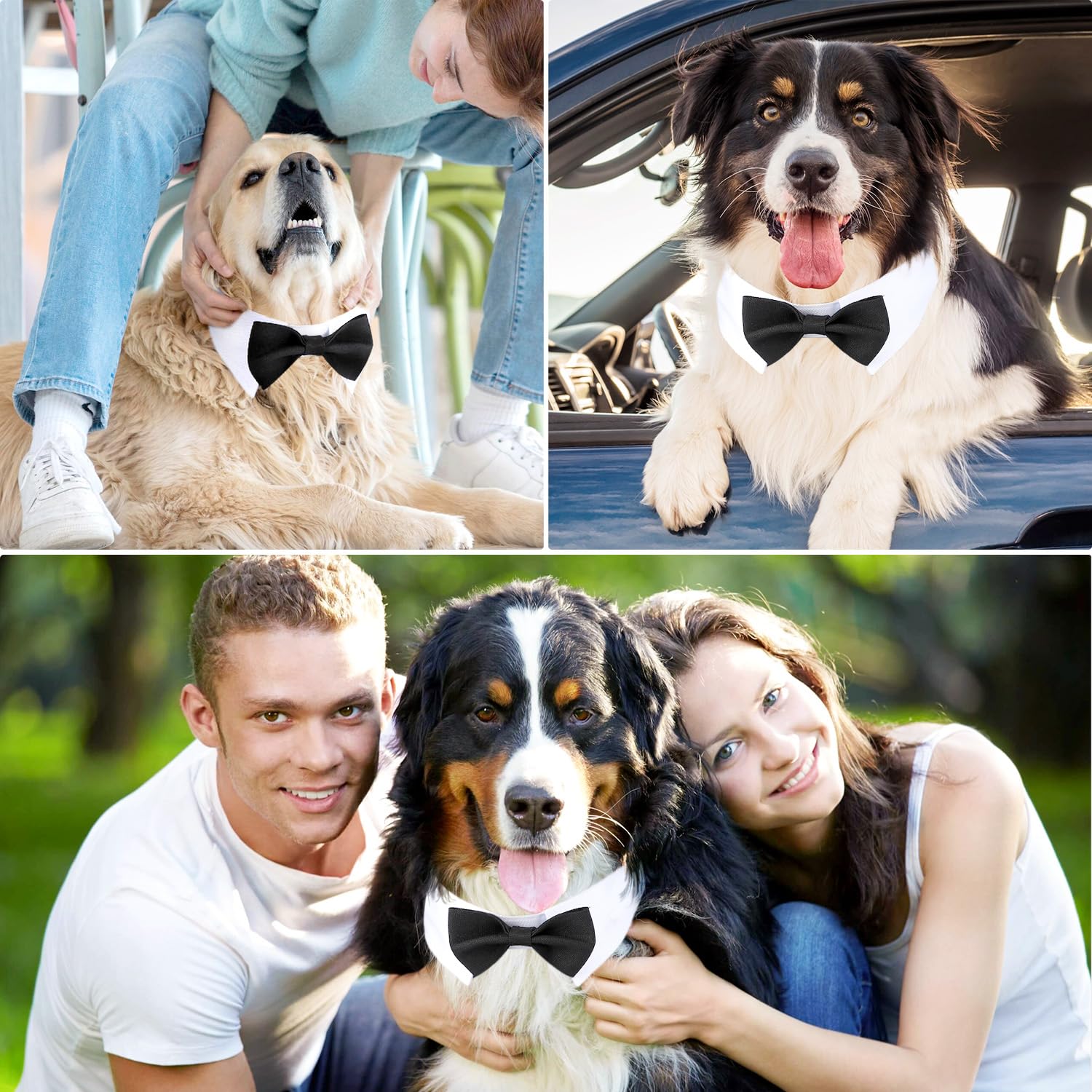 Segarty Dog Bow Tie, Adjustable Black Bowtie Collar For Extra Large Dogs, Dog Neck Tie Tuxedo Comfortable Cotton Boy Pets Groomi