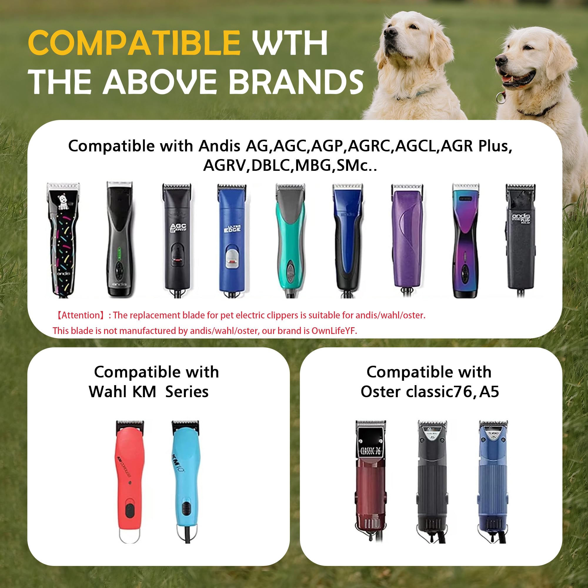 Ownlifeyf 10# Pet Grooming Clipper Replacement Blades, Detachable Blade Compatible With Andis/Wahl/Oster Dog Clippers,10 Blade 1
