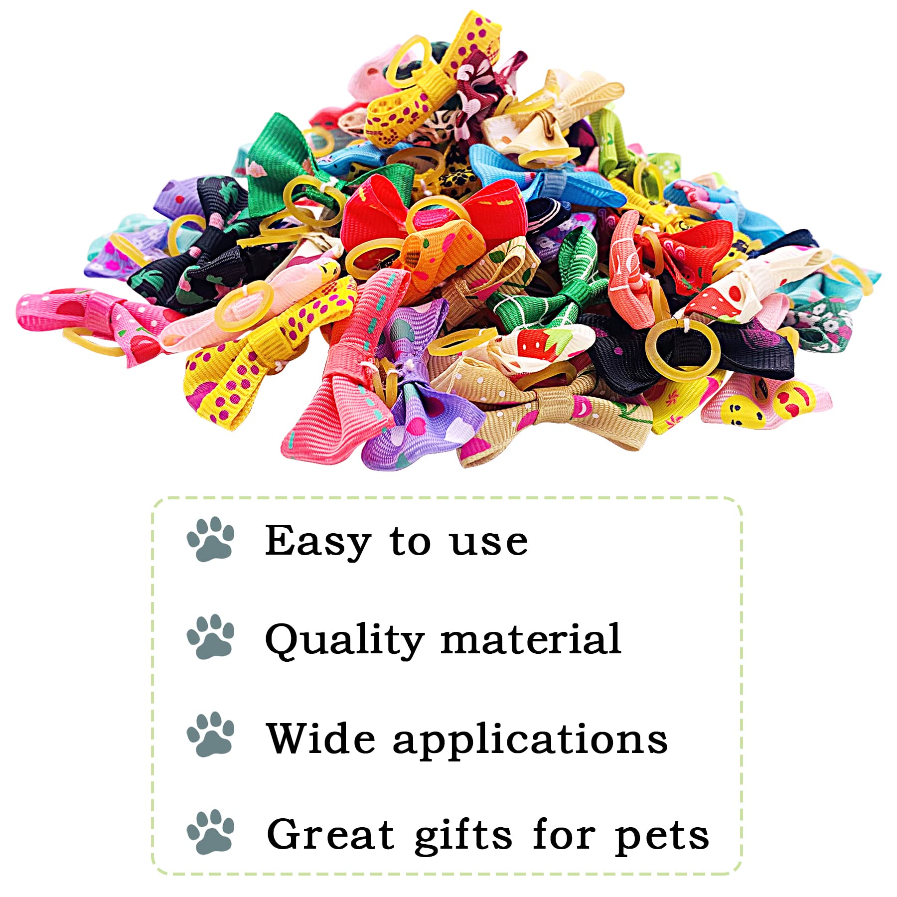 Pet Show 100Pcs/50Pairs Small Dog Hair Bows Topknot With Rubber Bands Cat Puppy Pets Headdress Grooming Hair Accessories Color Assorted Randomly