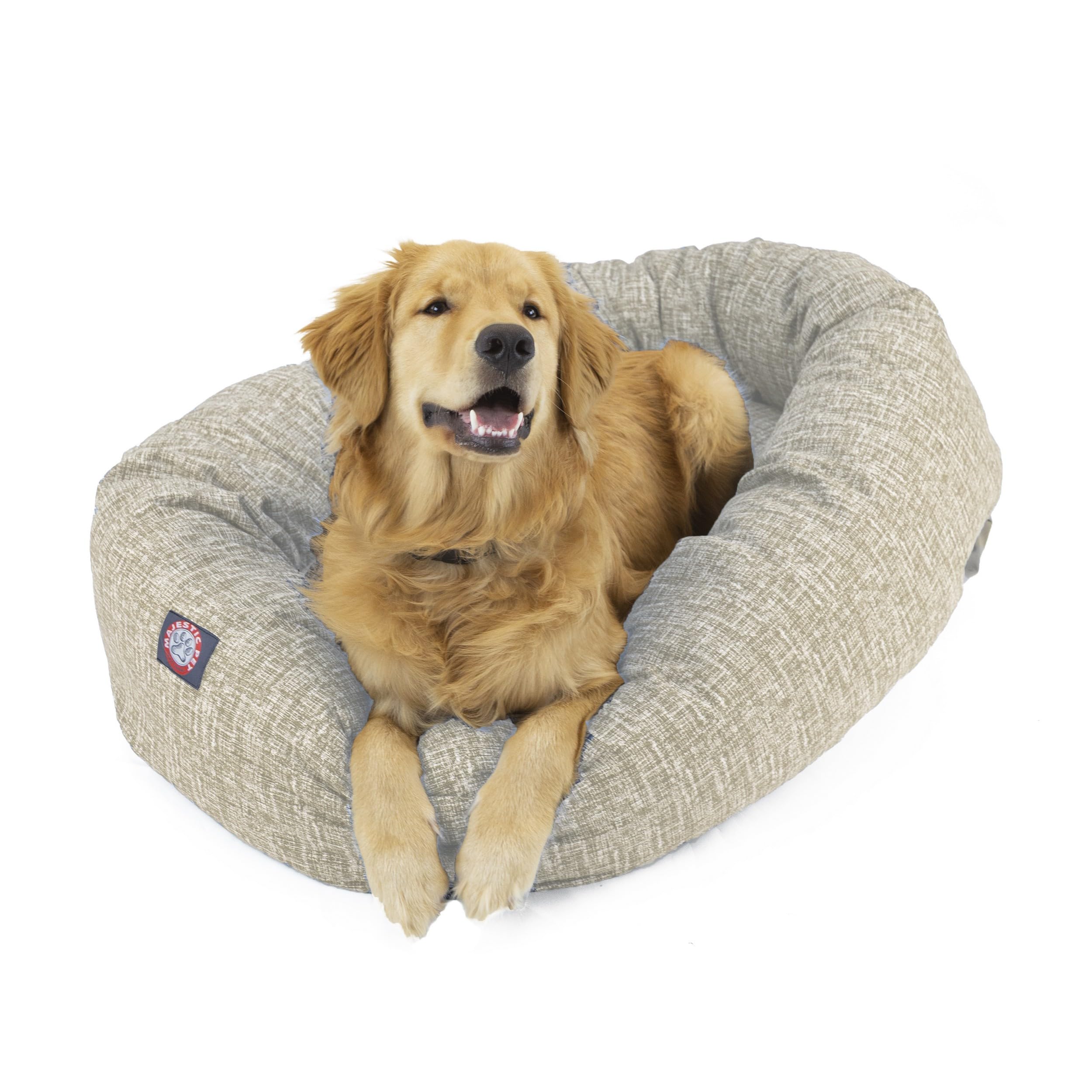 Majestic Pet 32 Inch Bagel Calming Dog Bed Washable - Cozy Soft Round Dog Bed with Spine Support for Dogs to Rest Their Head - F
