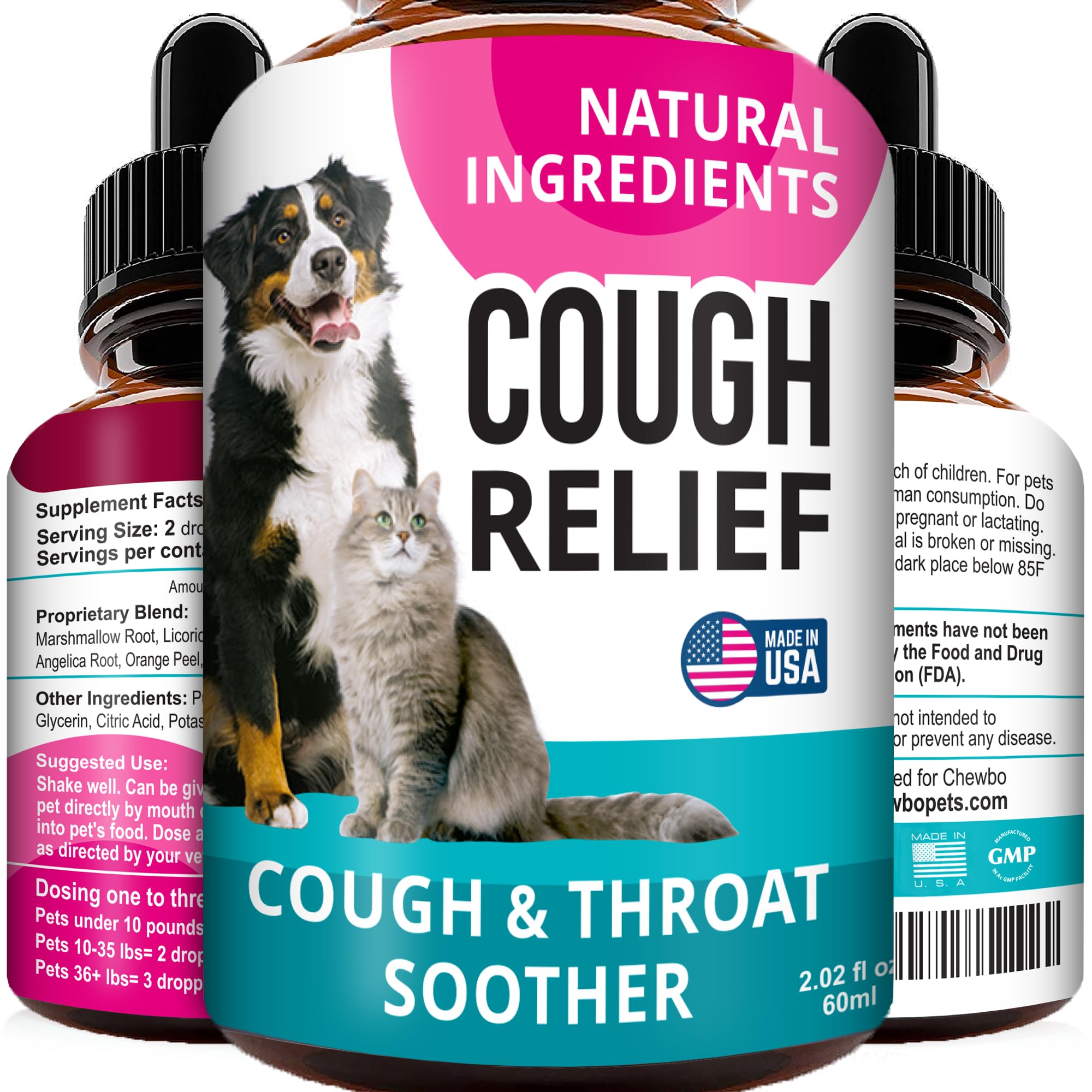 Kennel Cough Drops for Dogs and Cats - 2oz Pet Herbal Remedy - Throat Soother - Homeopathic Respiratory Support - Dry, Wet & Bar