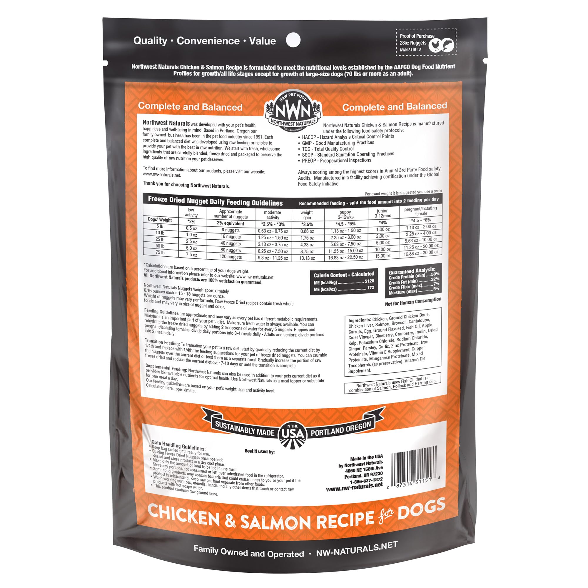 Northwest Naturals Freeze-Dried Chicken & Salmon Dog Food - Bite-Sized Nuggets - Grain-Free, High-Protein, Raw Diet, Human-Grade