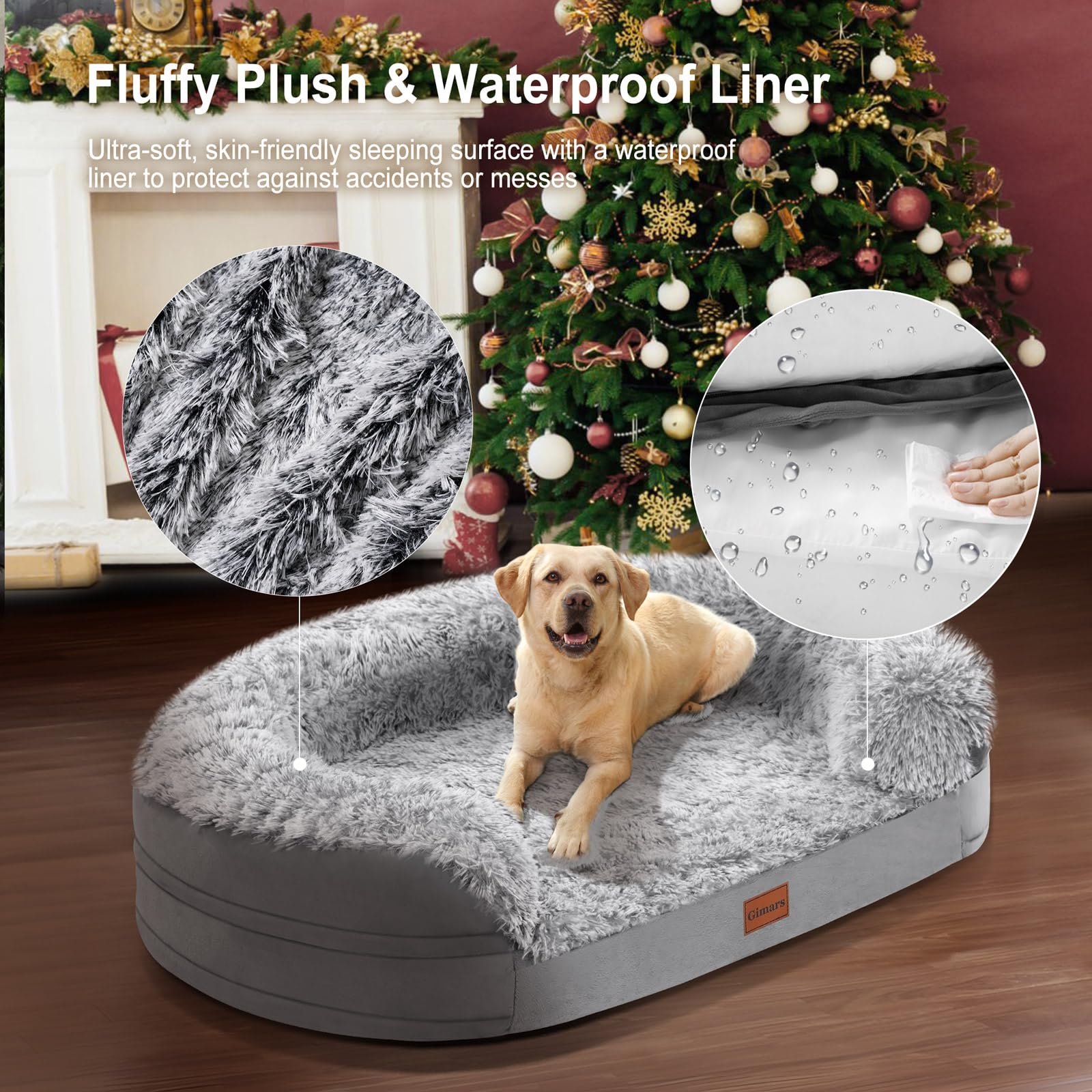 Gimars 3.7In Ultra Thick Orthopedic Dog Beds For Large Dogs,Soft Egg Foam Dog Sofa Bed, 28D Crate Foam Washable Cover, Waterproo