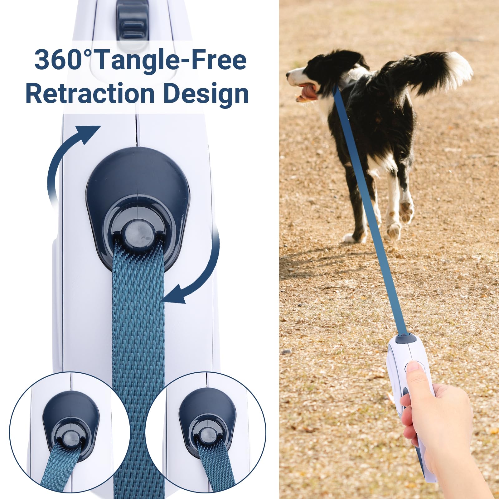 Segarty Extendable Leash, 16Ft Heavy Duty Walking Dog Retractable Leash For Medium Small Dogs Up To 44Lb, Anti-Slip Handle 360Ta
