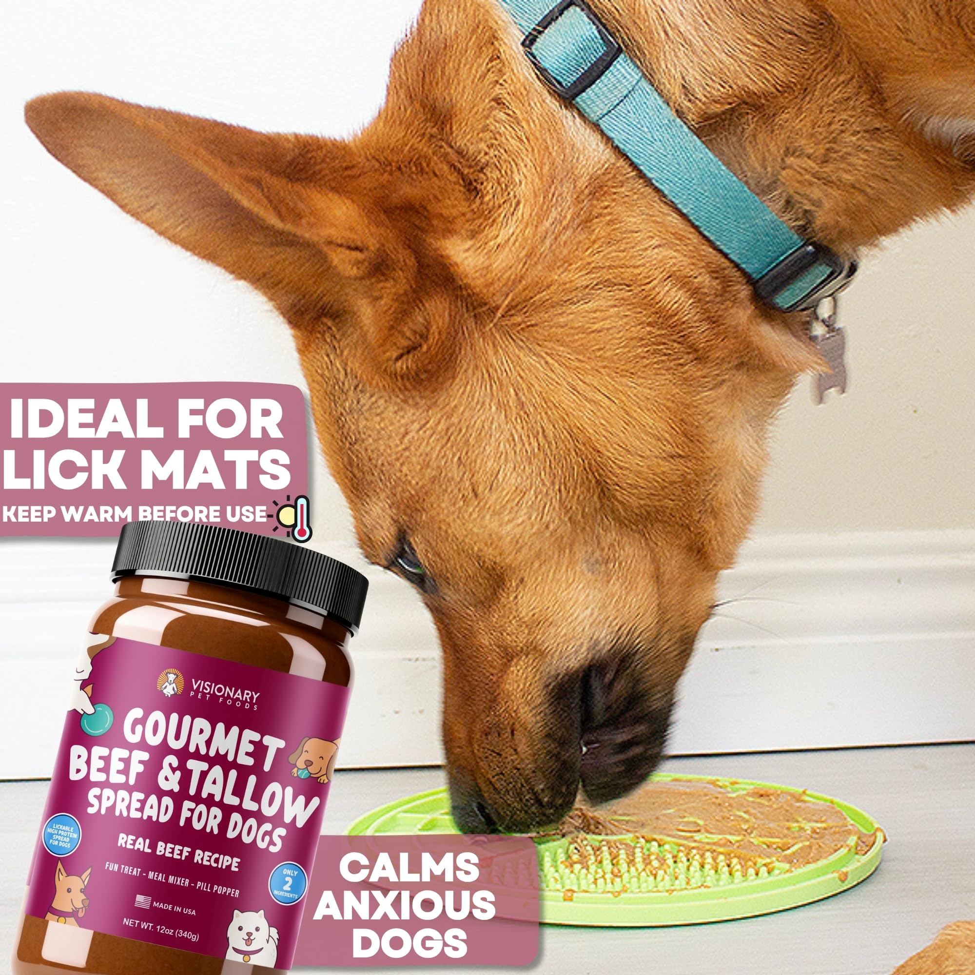 Visionary Pet Foods Beef Meat Spread - Healthy Dog Treat - Alternative to Dog Peanut Butter, Xylitol Free, No Sugar and Filler F