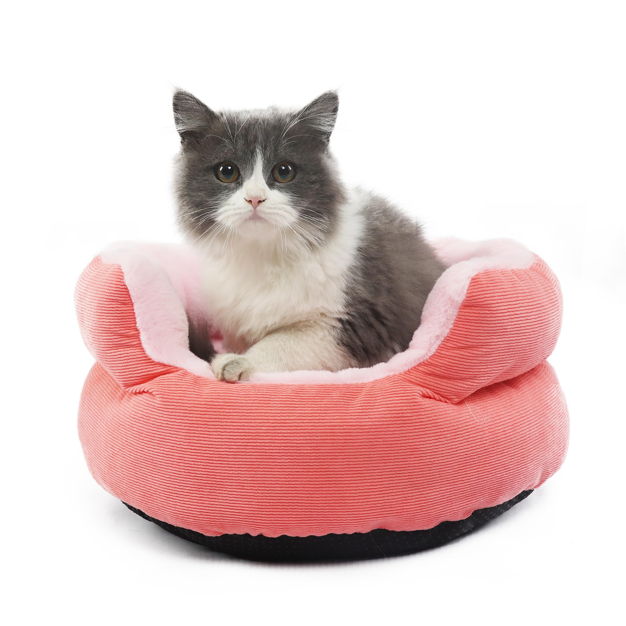 Extra Small Pink Puppy Bed Cute Dog Bed For Girl Puppy Princess With High Sides Round Cat Bed 16 Inch