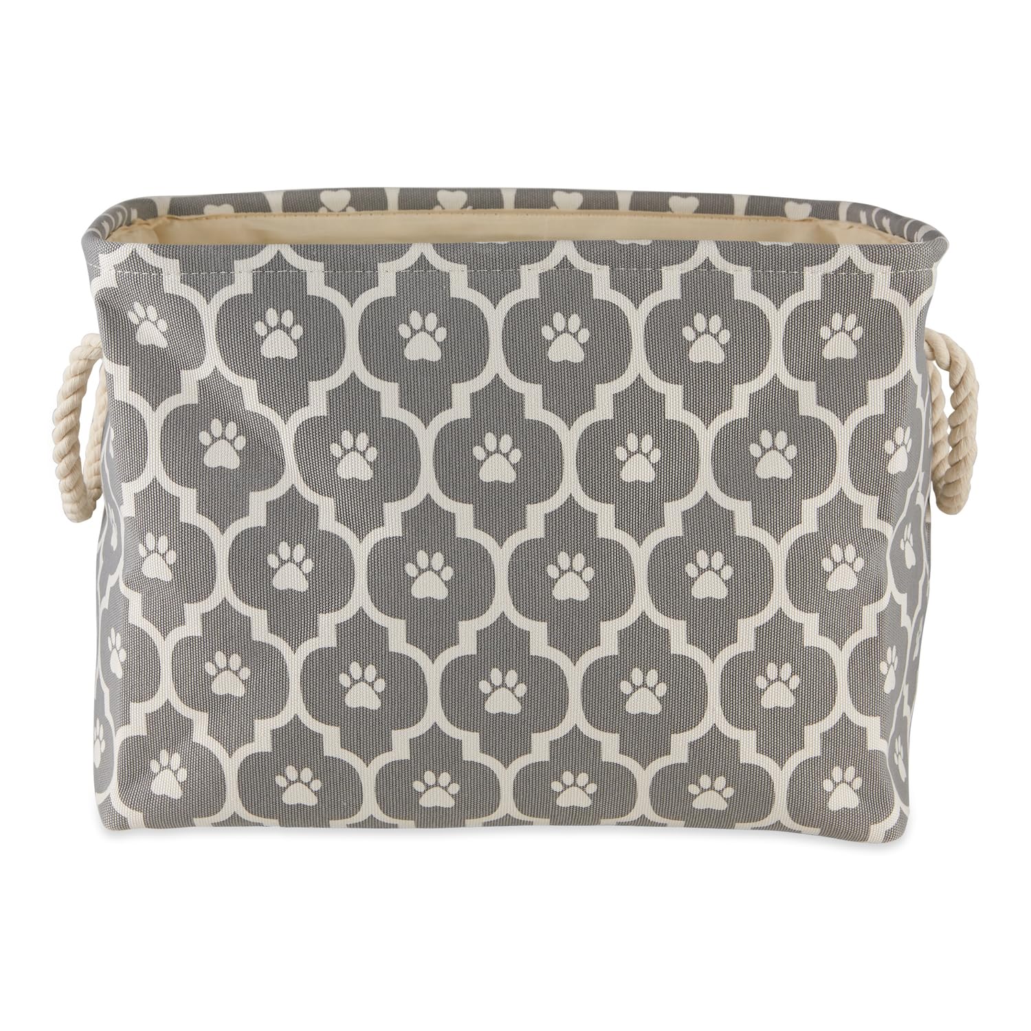 Bone Dry Pet Storage Collection Lattice Paw Print, Gray, Small Rectangle