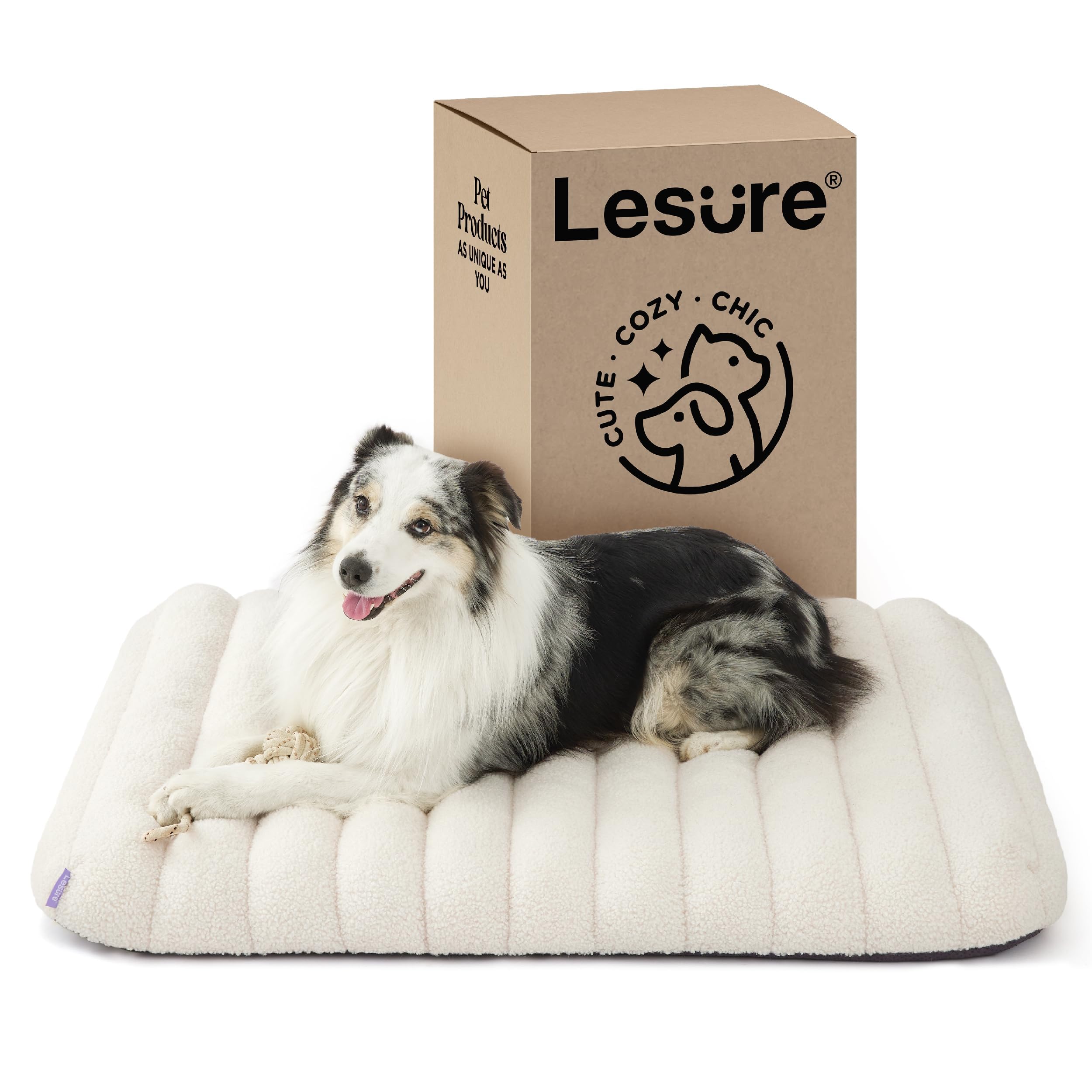 Lesure Cute Orthopedic Dog Bed Large Sized Dog, Waterproof Chic Flat Pet Beds With Removable Washable Cover, Fuzzy Thick Egg Cra