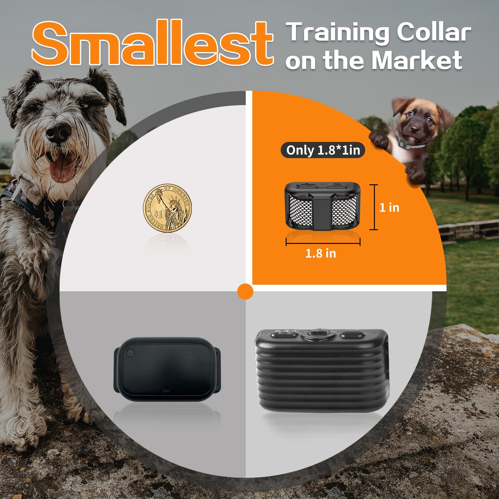 Tiniest Dog Shock Collar For 2 Dogs, Lightest Dog Training Collar With Remote For 2 Small Dogs 5-15Lbs & Medium Large Dogs/Puppi