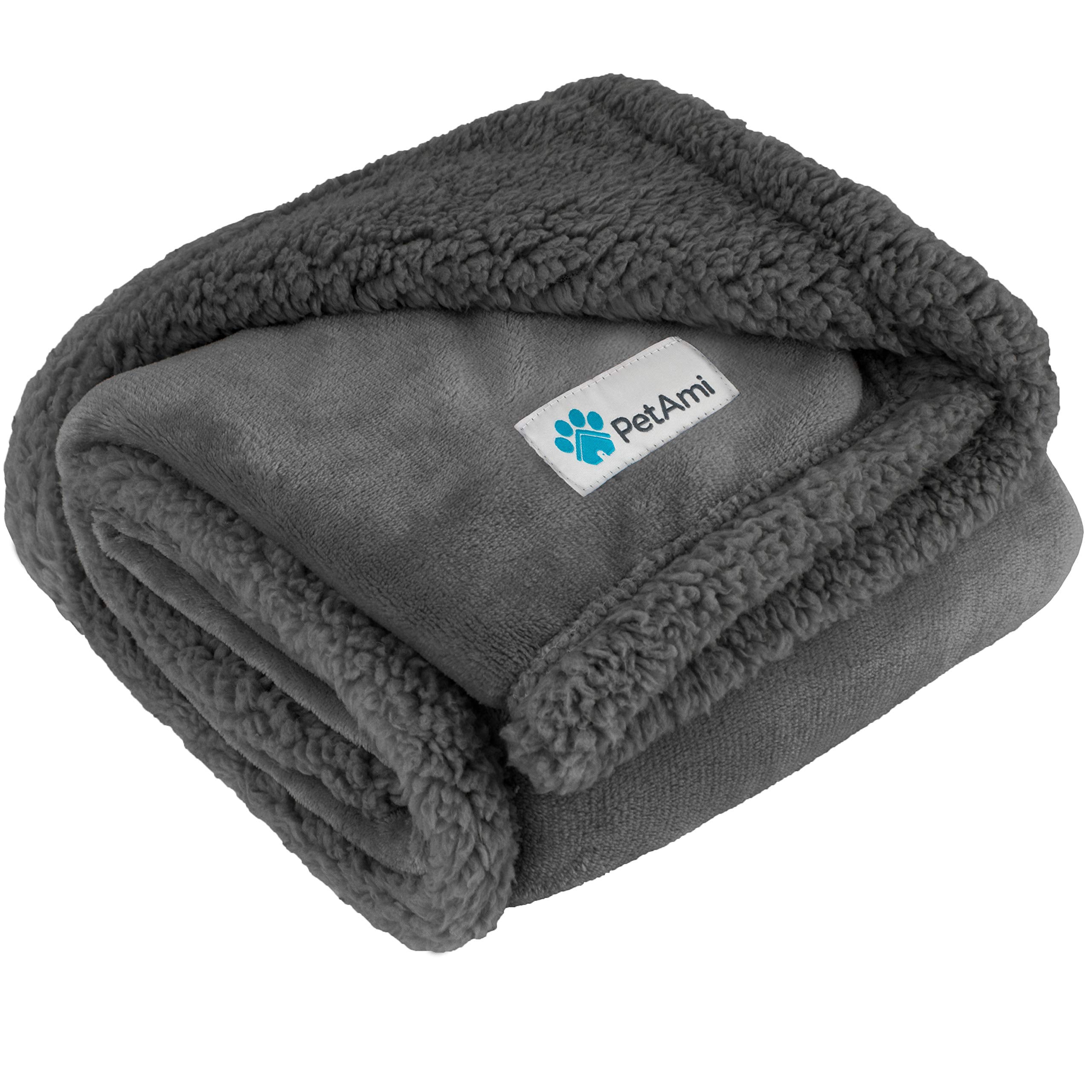 Petami Waterproof Dog Blanket For Small Medium Dog, Pet Puppy Blanket Couch Cover Protection, Sherpa Fleece Cat Blanket Couch Sofa Bed Furniture Protector Reversible Soft Washable 29X40 Grey Grey