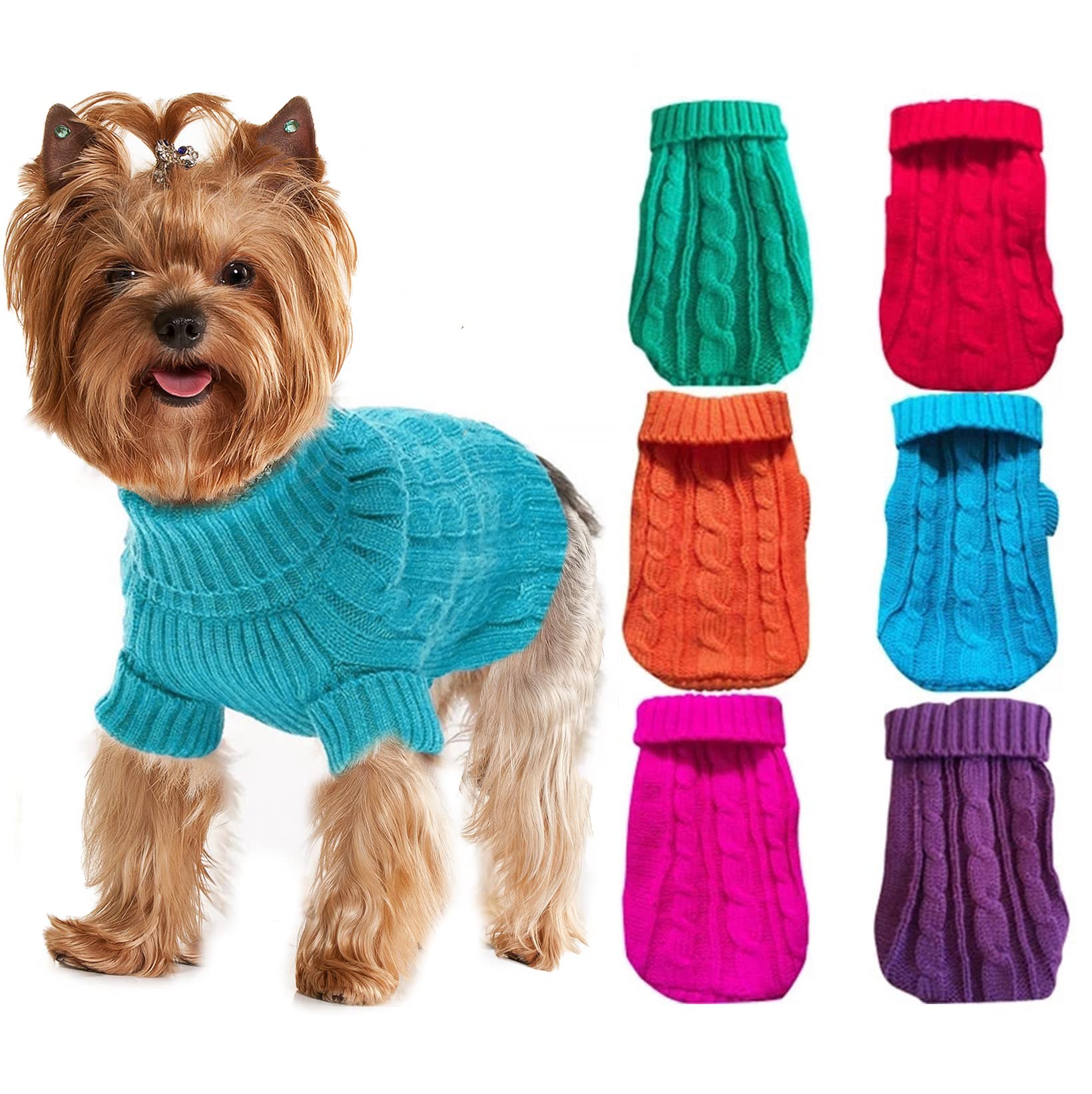 Dog Sweaters for Small Dogs Girl Boy, XS Yorkie Sweaters XXS Puppy Doggie Sweater Winter Warm Dog Turtleneck Knitwear Pullover f