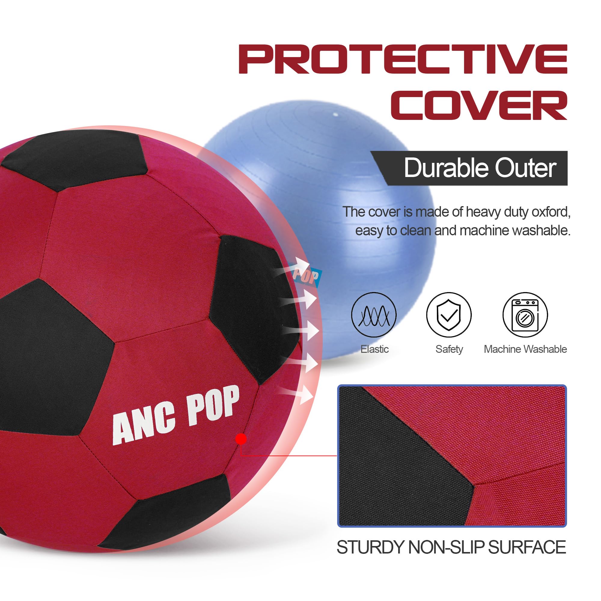Anc Pop Herding Ball For Horse Ball & Cover 40' Large For Play Herding Ball Horse Toys For Horse (Red & Black)