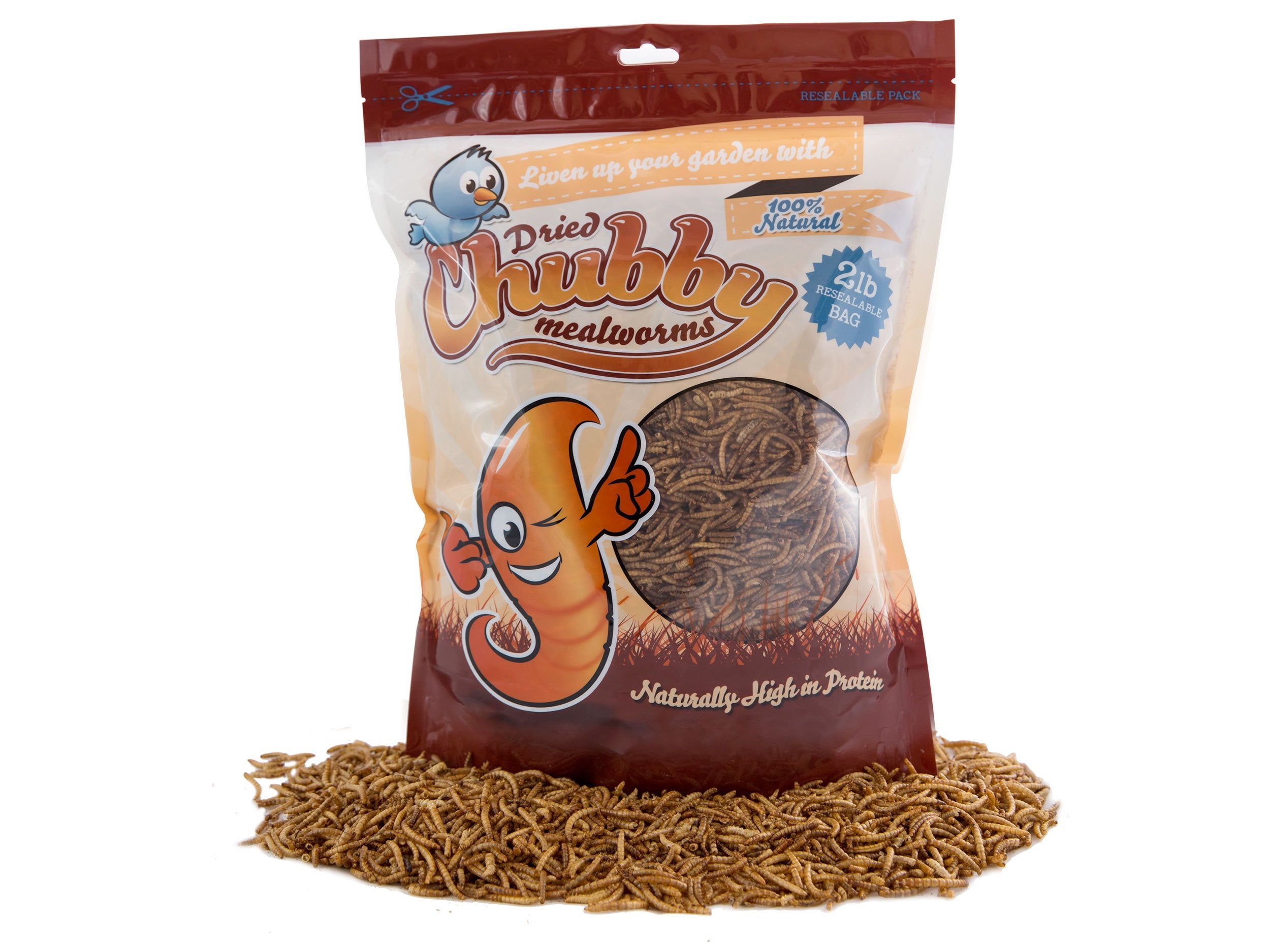Chubby Dried Mealworms | 2  lbs | High-Protein Non-GMO Treats for Chickens, Ducks, Wild Birds & Backyard Pets