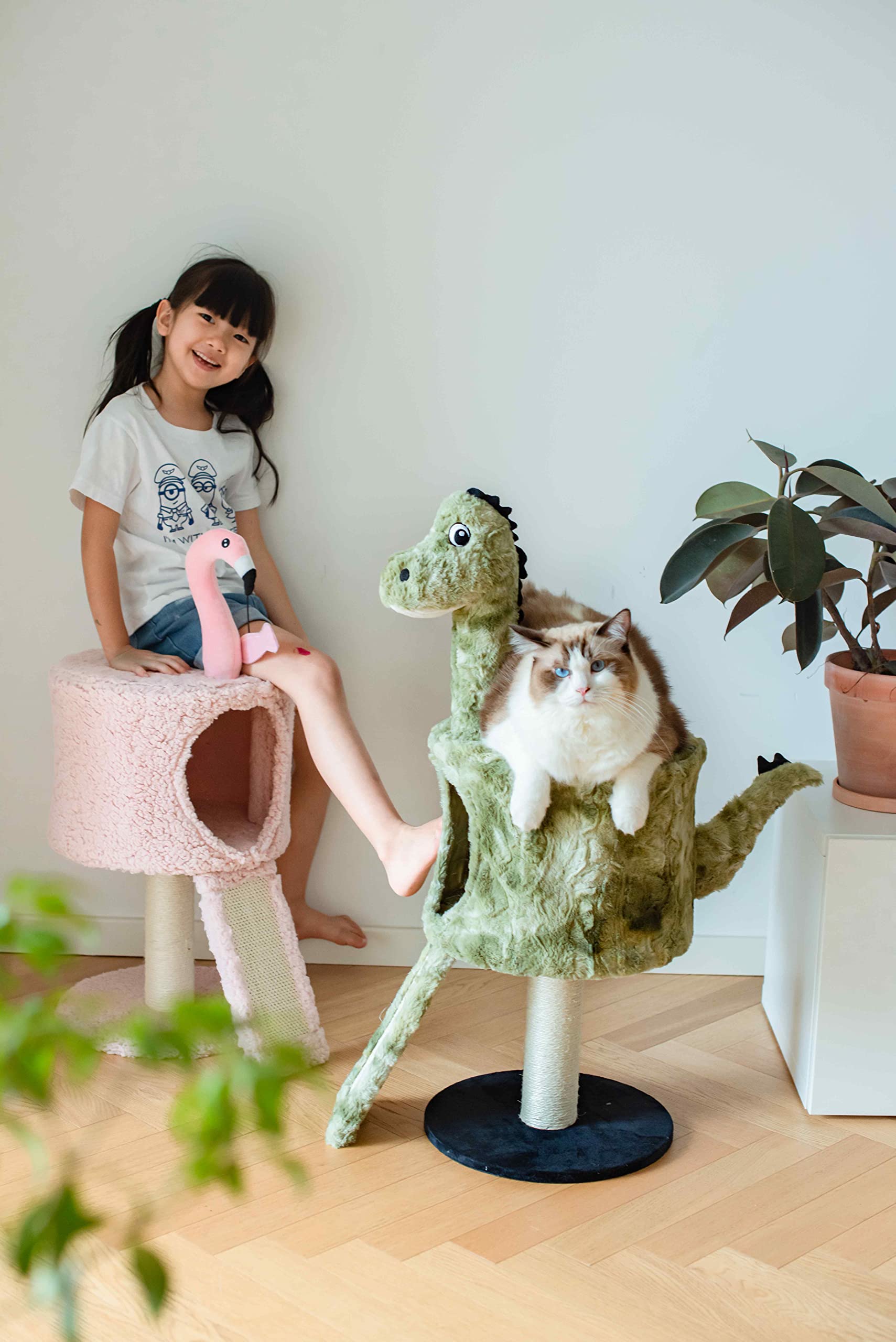 Catry Cat Tree With Scratching Post - Animal Cat Tower - Cat Climber With Jute Cat Scratch Post - Cat Condo