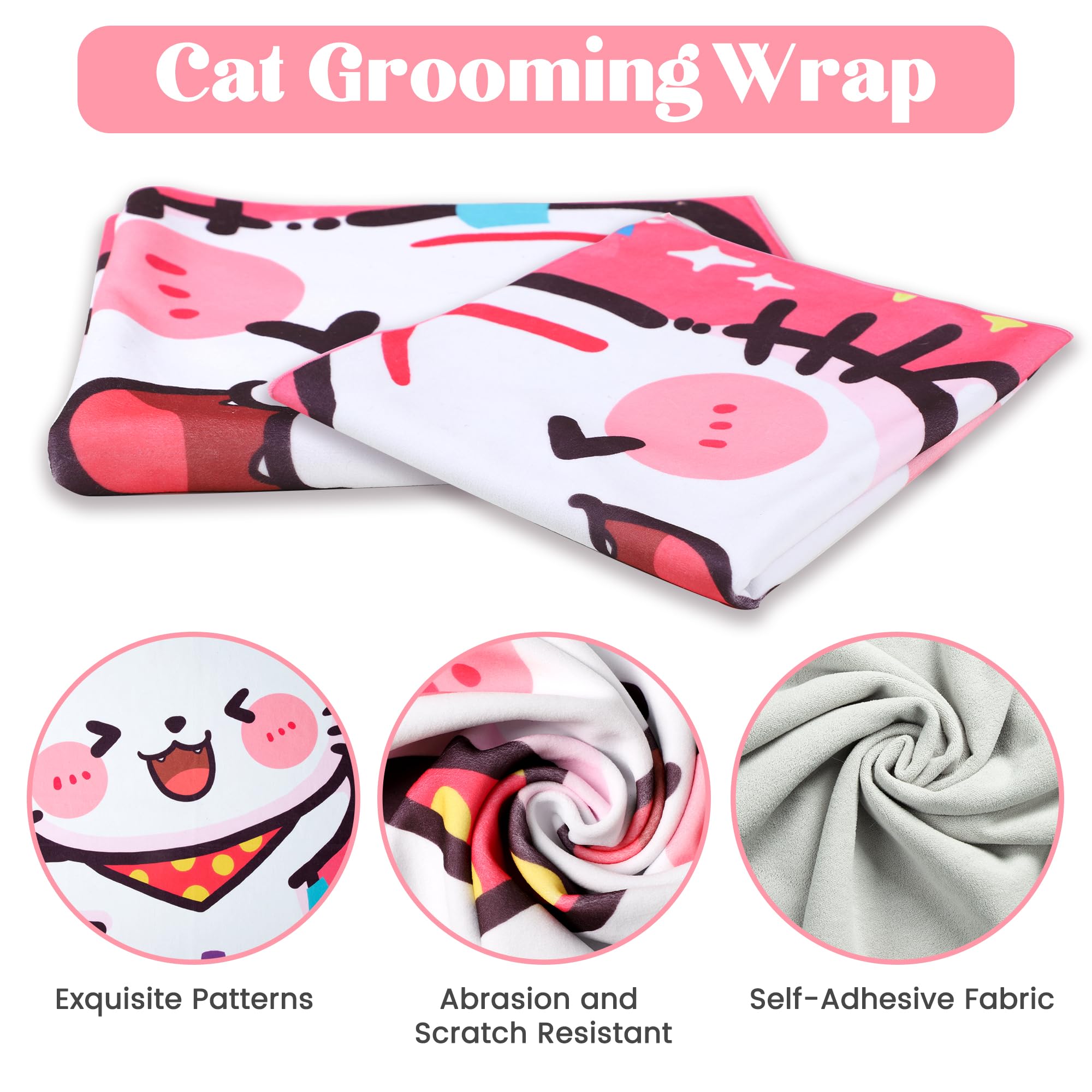 Poochies Sprouts 35.4' Cat Wrap For Cutting Nails, Cat Restraint For Nail Clipping, Cat Swaddle Wrap For Adult Cats, Cat Burrit