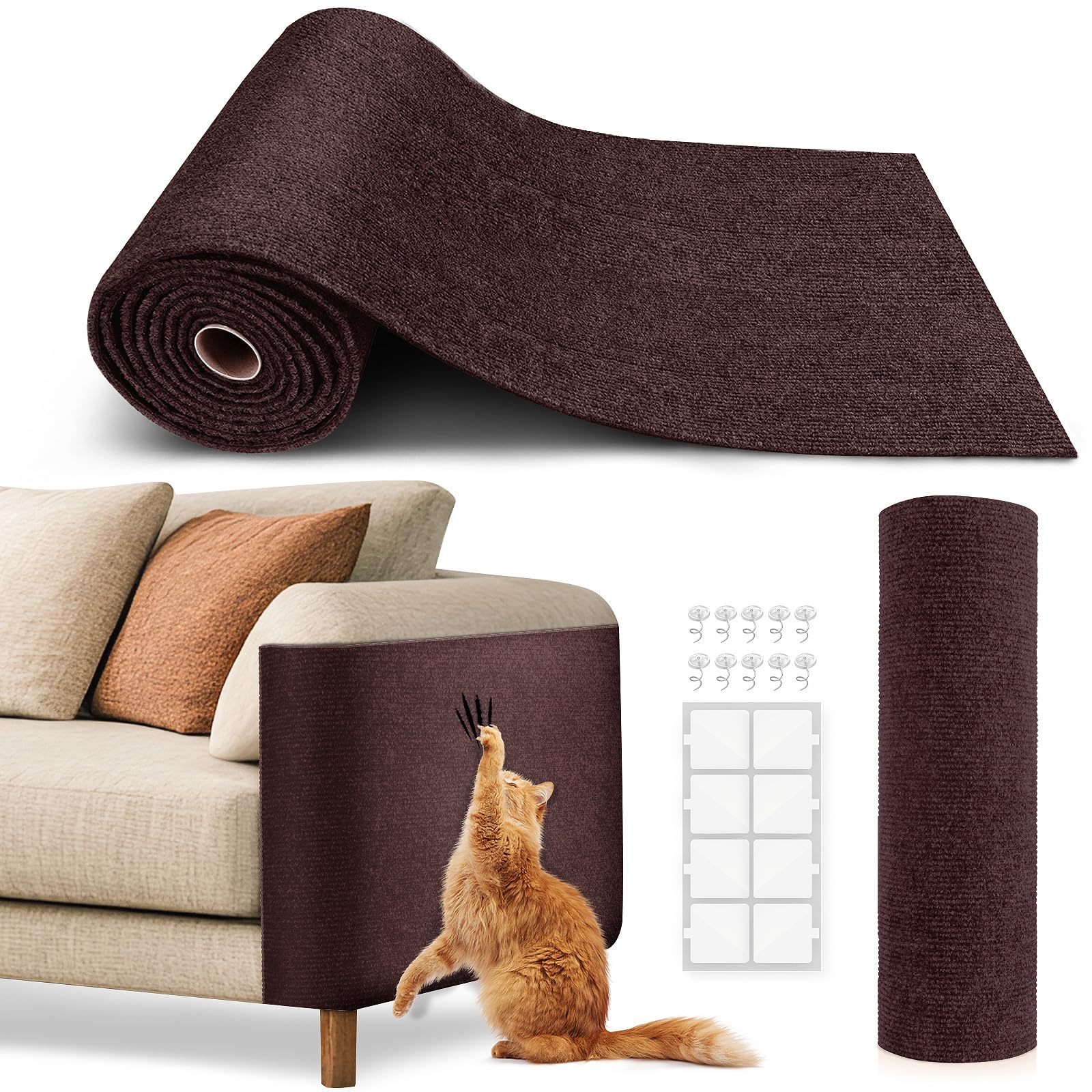 Vivoyan 78.7''X15.8'' Cat Scratch Mat,Trimmable Self-Adhesive Carpet,Diy Climb Cat Scratcher For Cat Couch Furniture Or Wall Pro