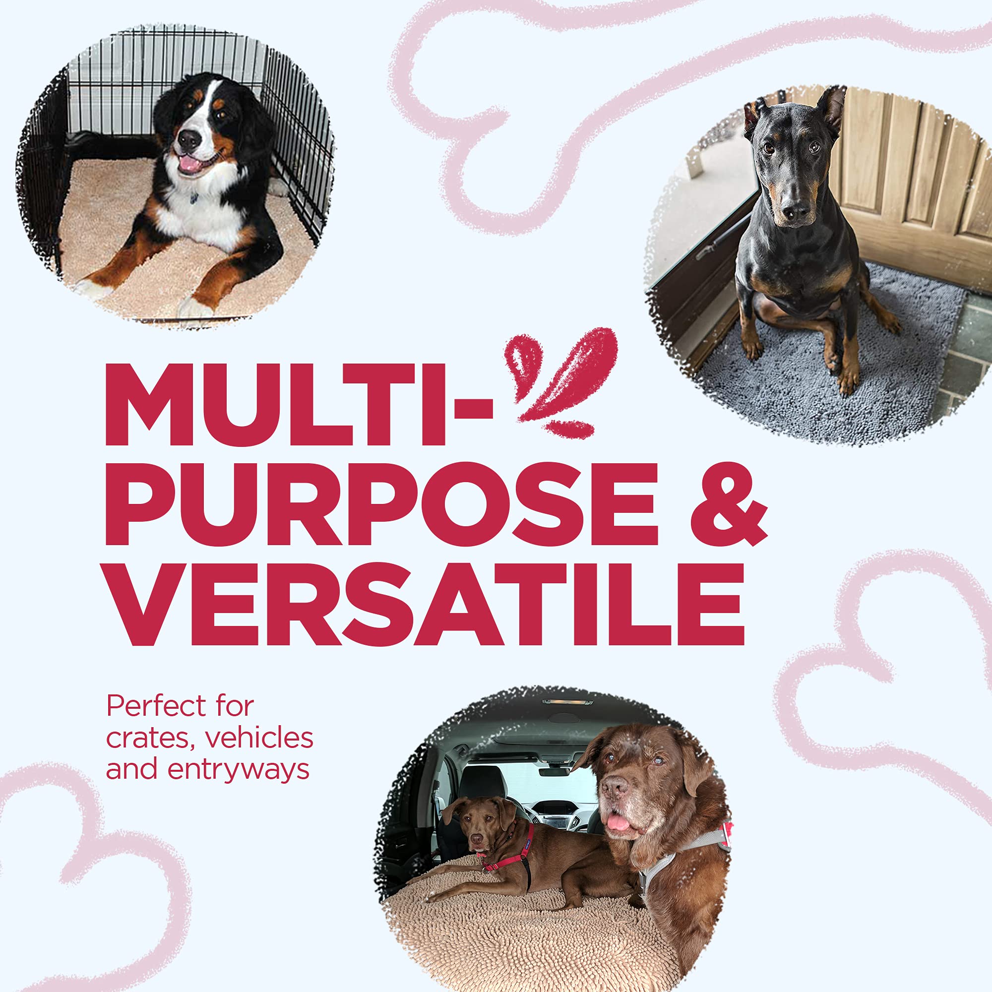 Soggy Doggy Doormat with Plain Design, Microfiber Chenille Indoor Wet Dog Mat for Muddy Paws and Drying, Ultra-Absorbent Dog Mat
