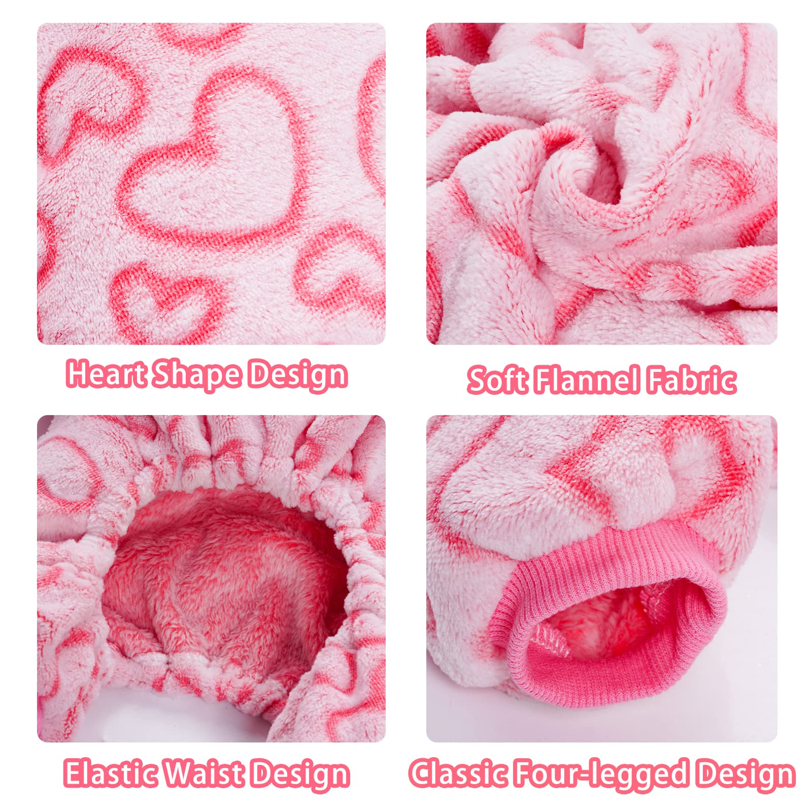 Dxhycc Fleece Dog Pajamas Cute Dog Heart Pajamas Puppy Jumpsuit Pajamas Warm Soft Pet Holiday Clothes For Small Medium Cats And Dogs (Pink, S)