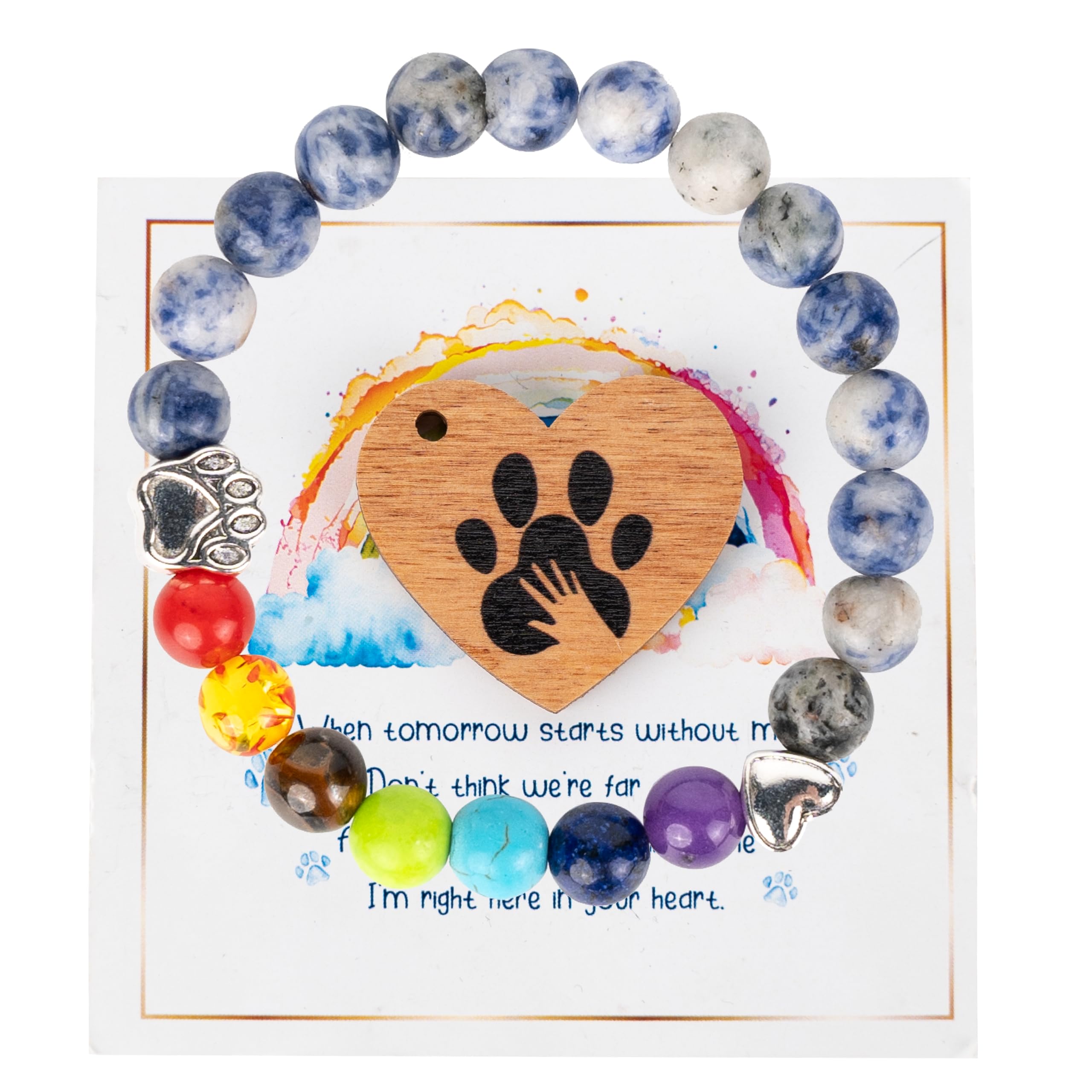Duducraft Dog Memorial Bracelet For Loss Of Dog, Rainbow Bridge Dog Memorial Gifts, Pet Loss Sympathy Gift, Rainbow Bridge Brace