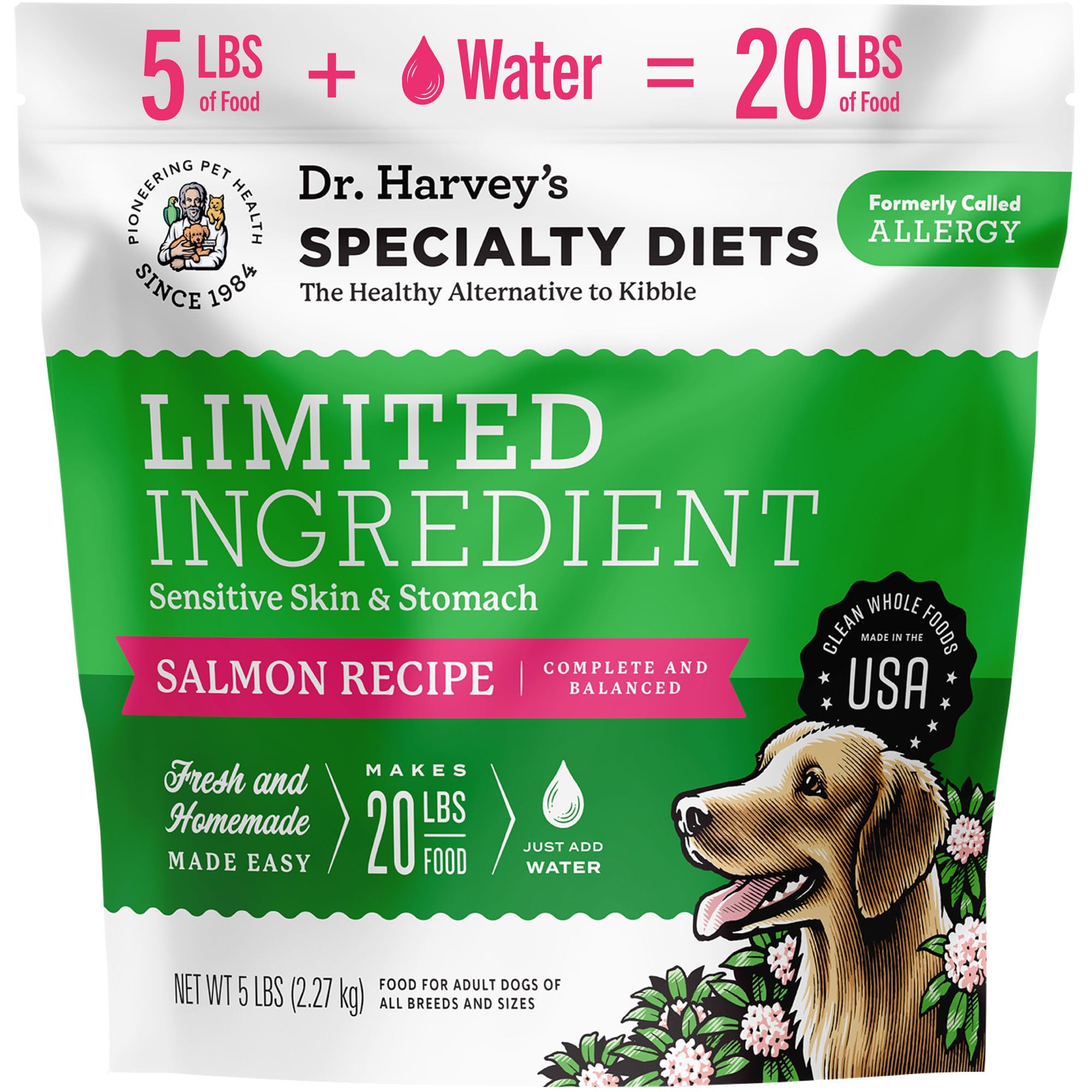 Dr. Harveys Specialty Diet Limited Ingredient - Human Grade Dog Food for Dogs with Sensitivities - Salmon Recipe (5 Pounds)