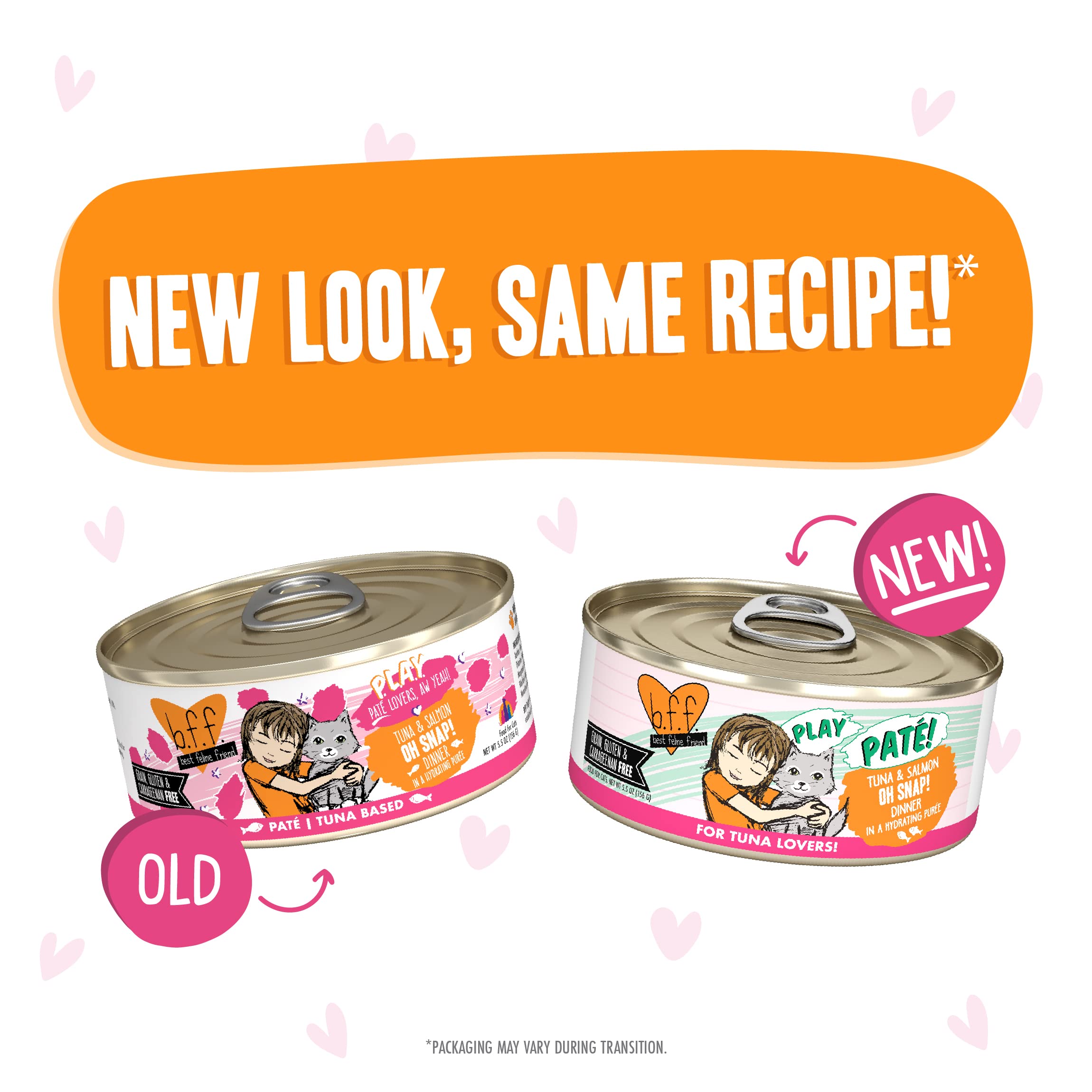 Weruva B.F.F. PLAY - Best Feline Friend Pat   Lovers, Aw Yeah!, Tuna & Salmon Oh Snap! with Tuna & Salmon, 5.5oz Can (Pack of 8)