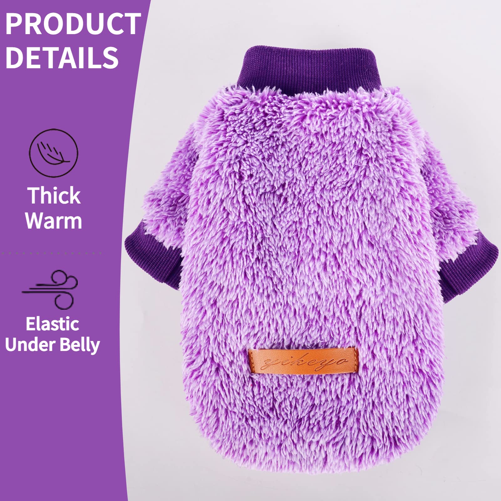Fluffy Dog Sweater Winter Puppy Clothes For Small Dogs Girl Boy Chihuahua Yorkies Bulldog Pet Outfits Female Male Outfits Clothing Apparel,Medium,Purple